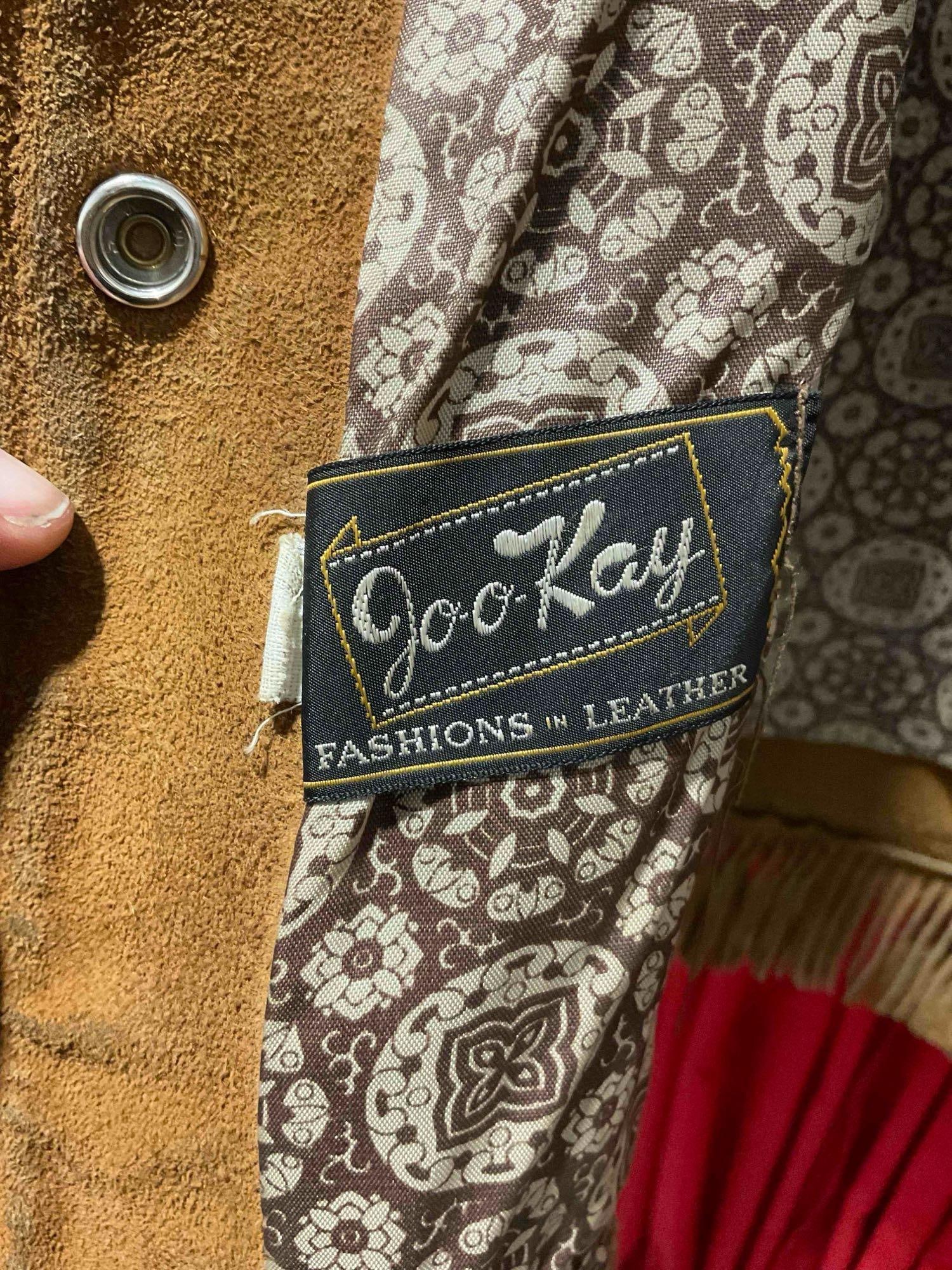 Vintage Joo-Kay Western Style Brown Suede Leather Jacket w/ Fringe Detail. See pics. - 4