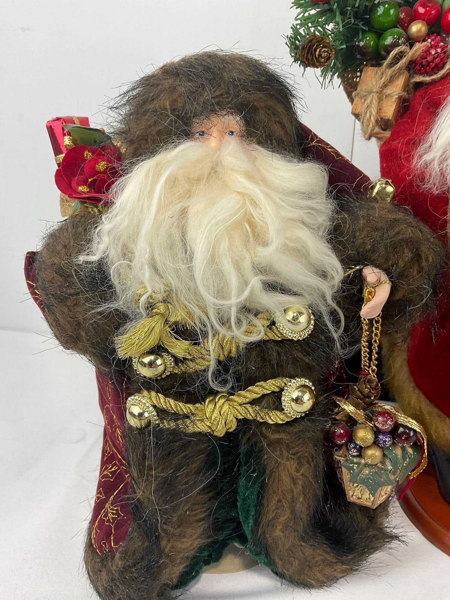 4 Santa Figures, 1 Tree topper, 1 Cloth w/sand in bottom & 2x Holiday Home - 2