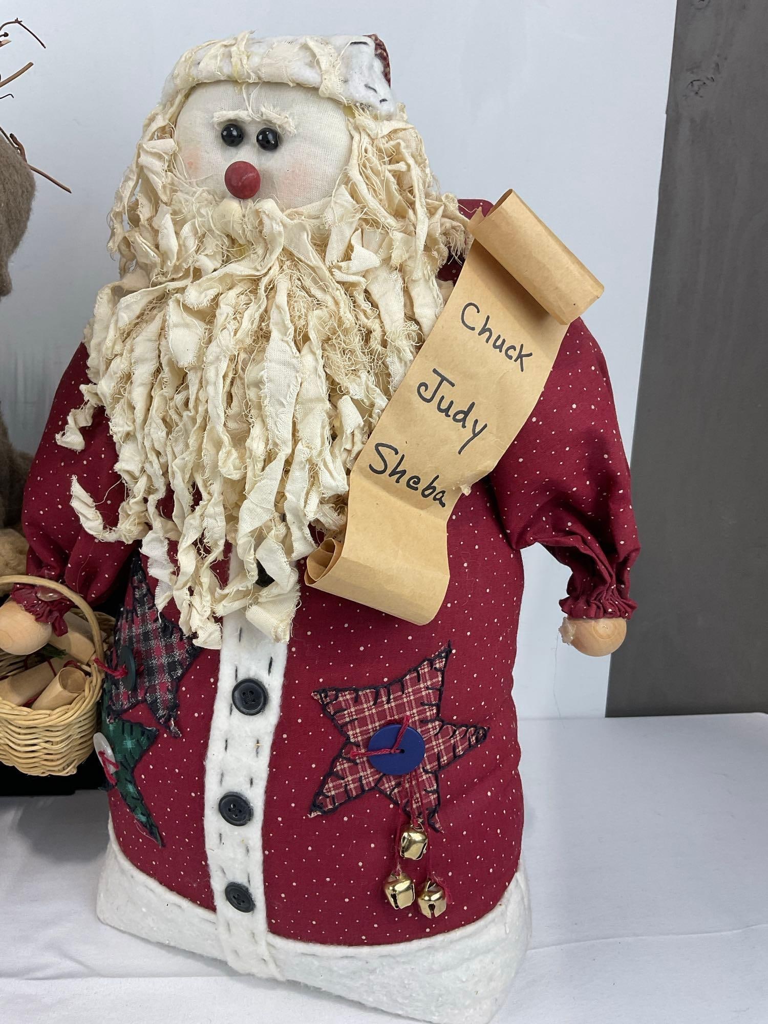 4 Santa Figures, 1 Tree topper, 1 Cloth w/sand in bottom & 2x Holiday Home - 4