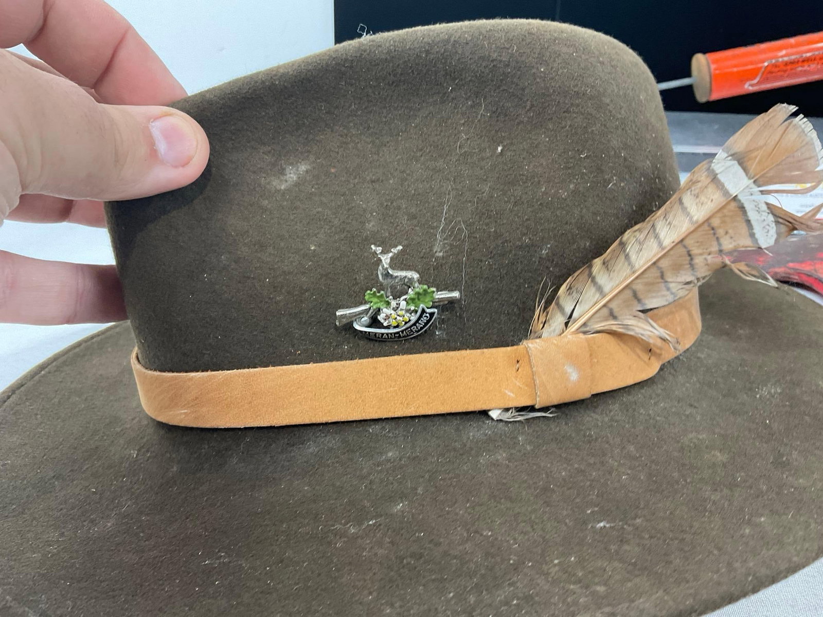 Vintage Dorfman Pacific Green Felt Hat, Handful of Tools, 1950s Spra-Well Insect Sprayer, Club - 2