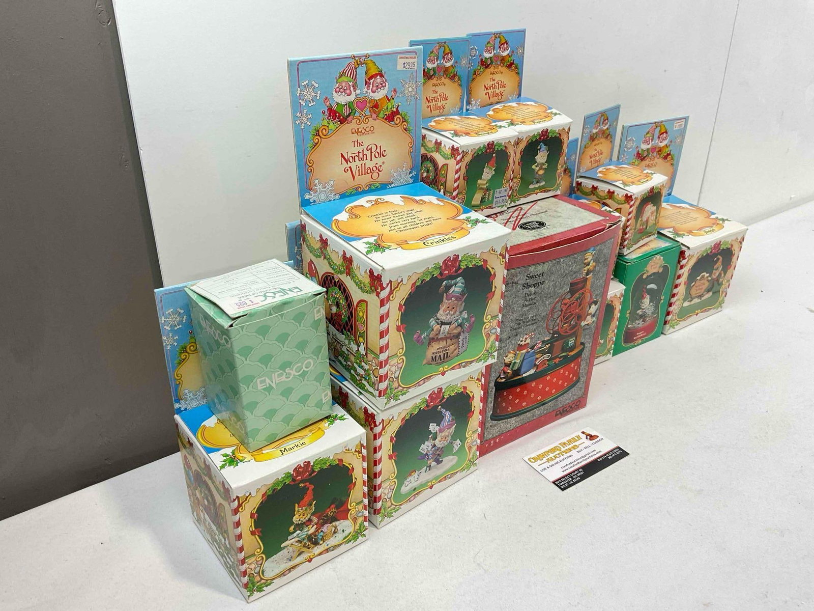 12 pcs Vintage ENESCO North Pole Village Christmas Composite Decorative Figurine Collection. - 2