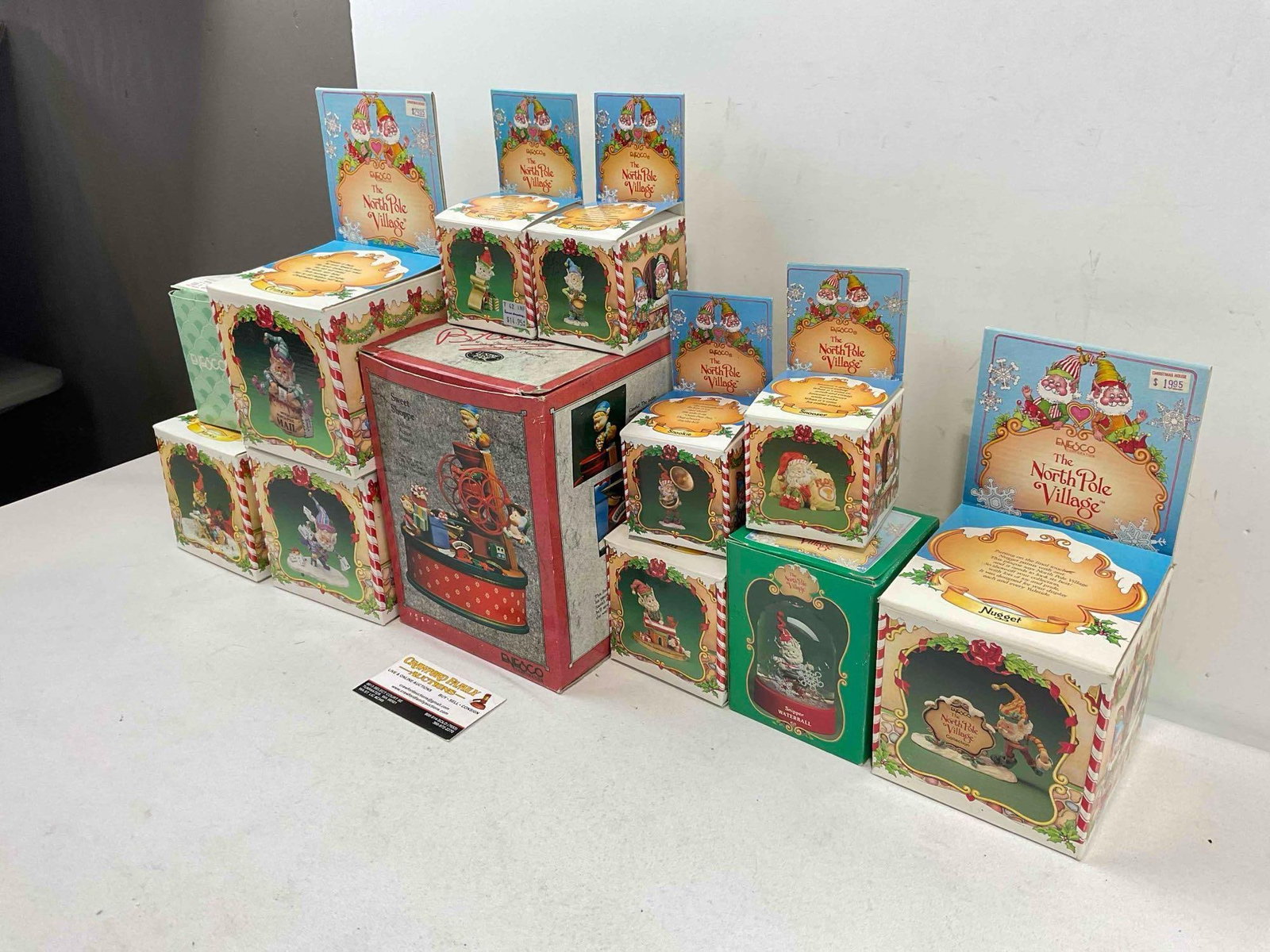 12 pcs Vintage ENESCO North Pole Village Christmas Composite Decorative Figurine Collection. - 3