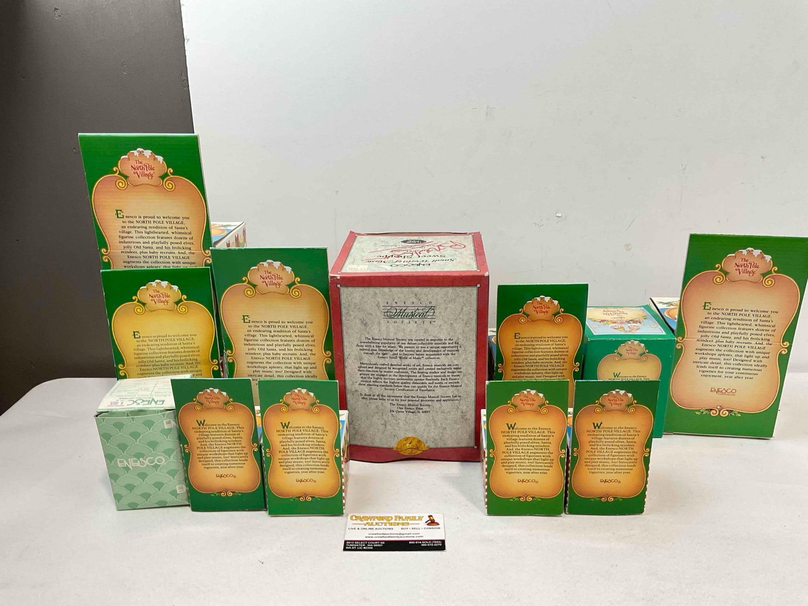 12 pcs Vintage ENESCO North Pole Village Christmas Composite Decorative Figurine Collection. - 4