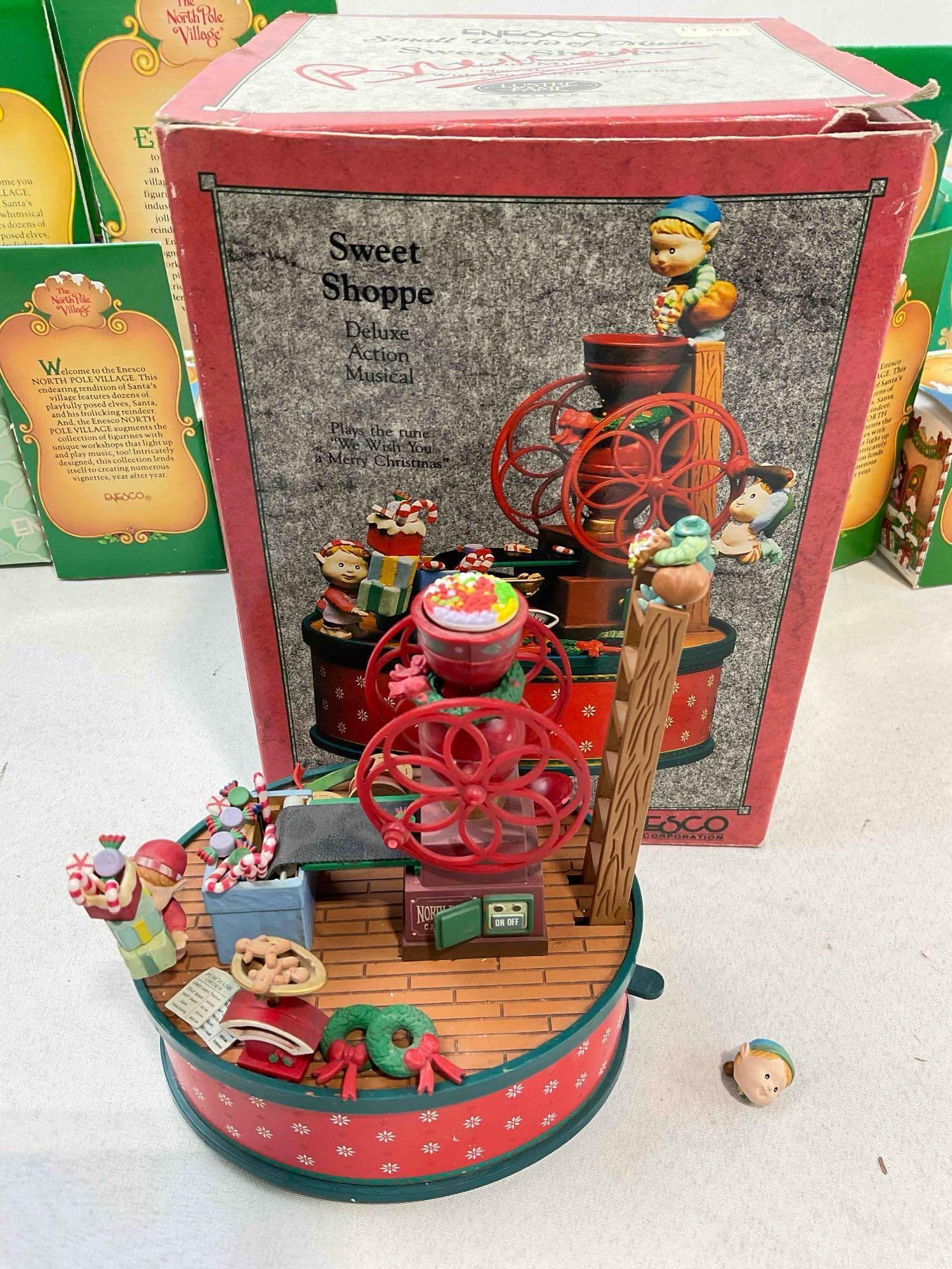 12 pcs Vintage ENESCO North Pole Village Christmas Composite Decorative Figurine Collection. - 5