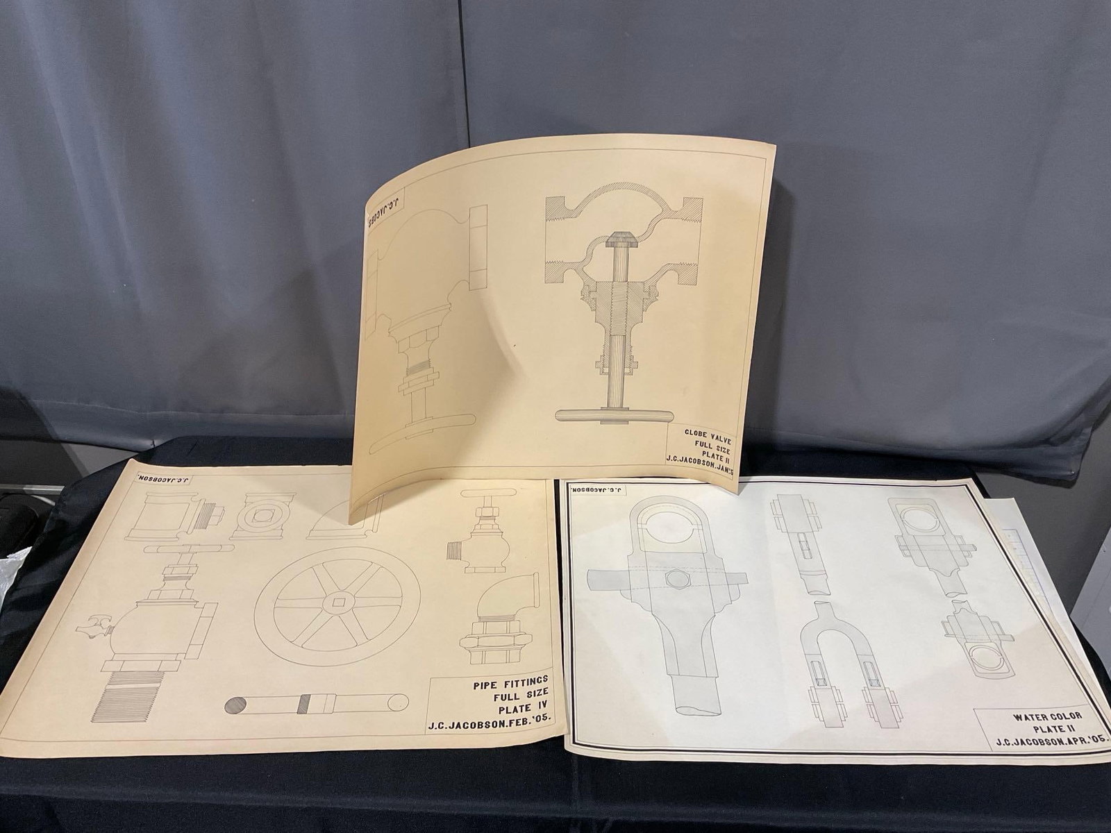 Pair of Blown up Airplane Photographs, & 3 diagrams of Valves, & Fittings, approx 29x24 inches - 5