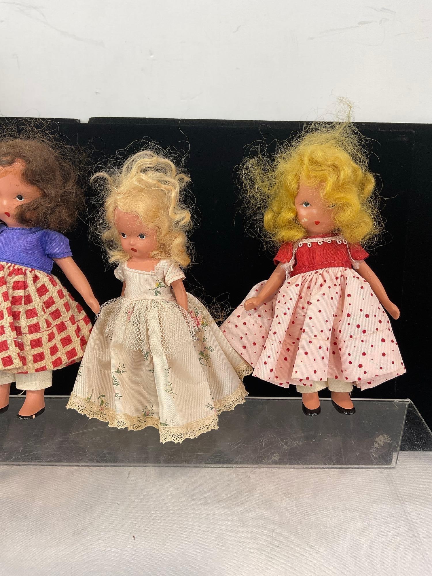 Set of 3 Storybook Girl Dolls, Small Bisque Porcelain Baby & 1970s Souvenir Ireland Doll - 3