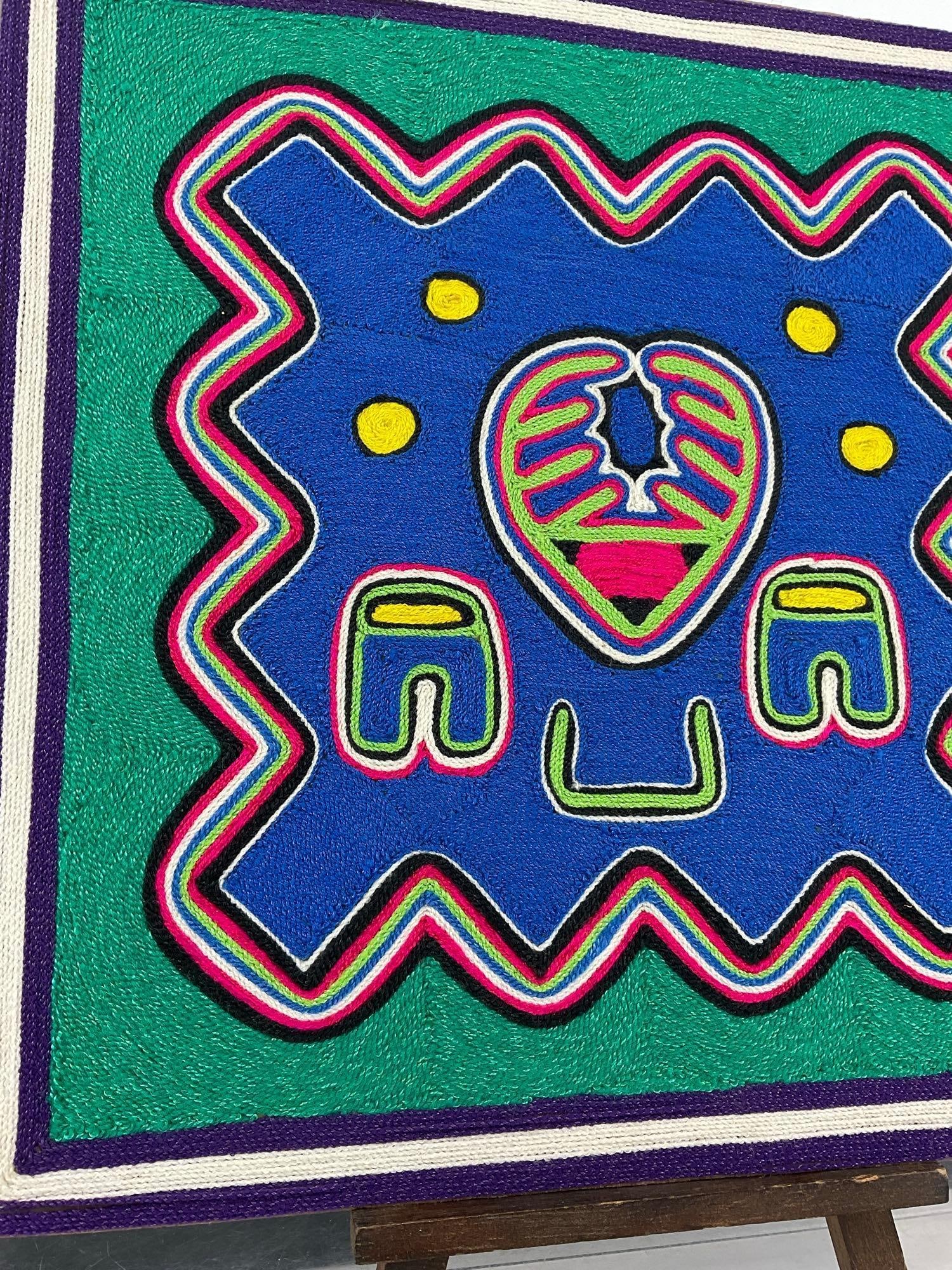 Traditional Huichol Yarn Painting on board, Mexican, signed Senorita Marisol C.H., 13x13x3 inches - 2