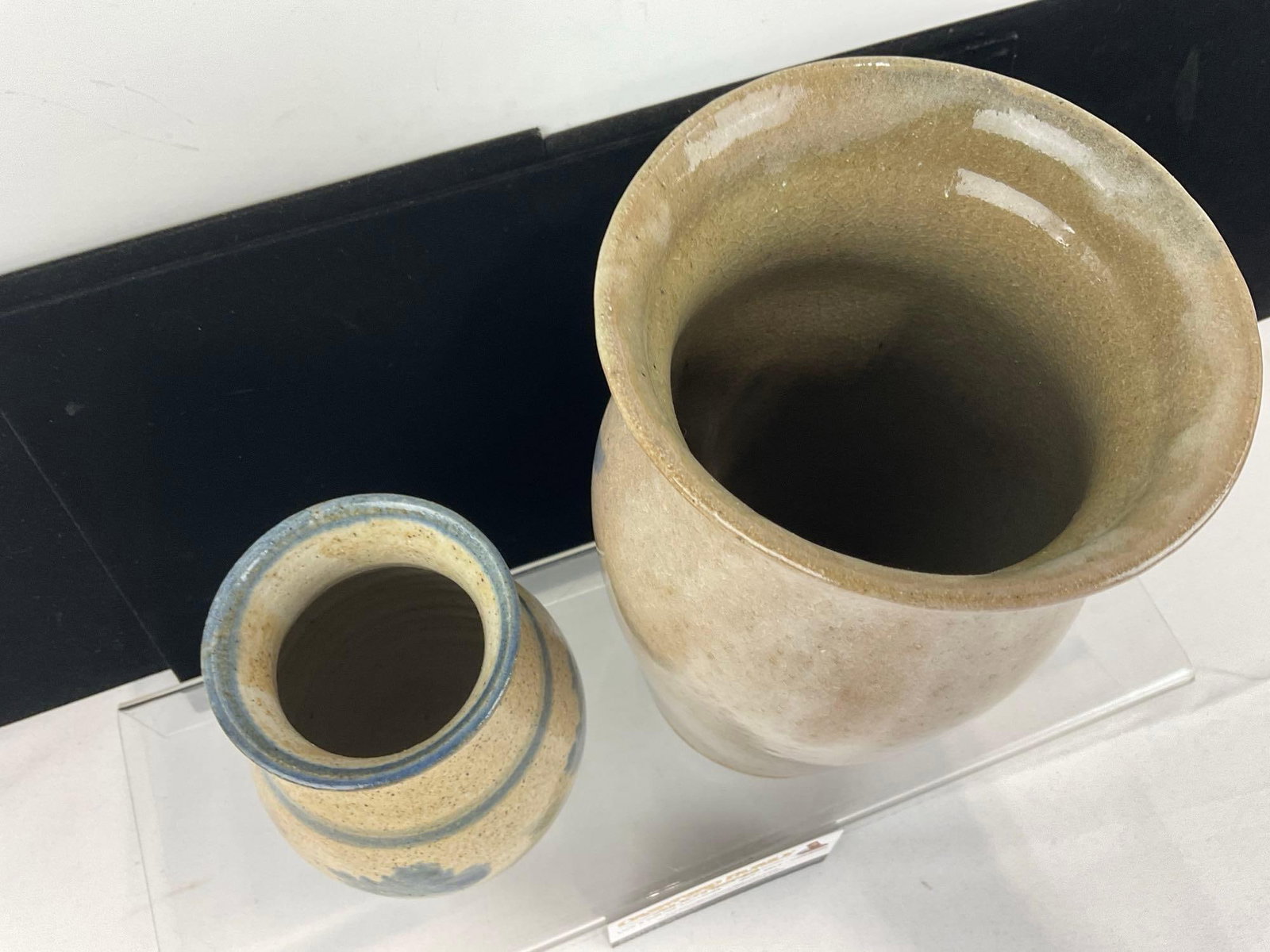 Pair of Vintage Salt Glazed Vases, Grey w/Blue, Little Mountain Pottery & B.E.P. marked - 3