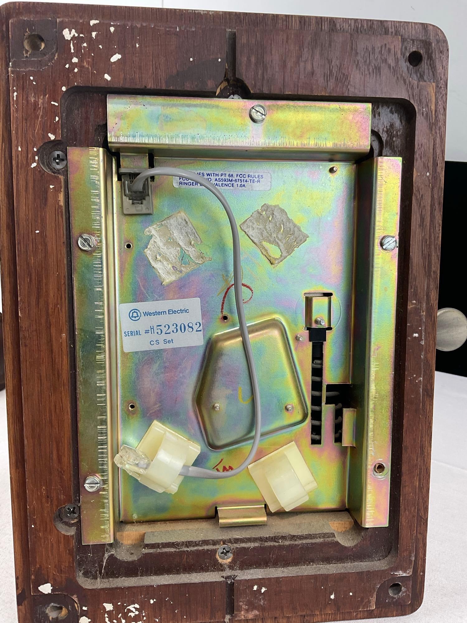 Western Electric Rotary Wall Phone, Replica style 1970s-80s, 12x10x7 inches - 4