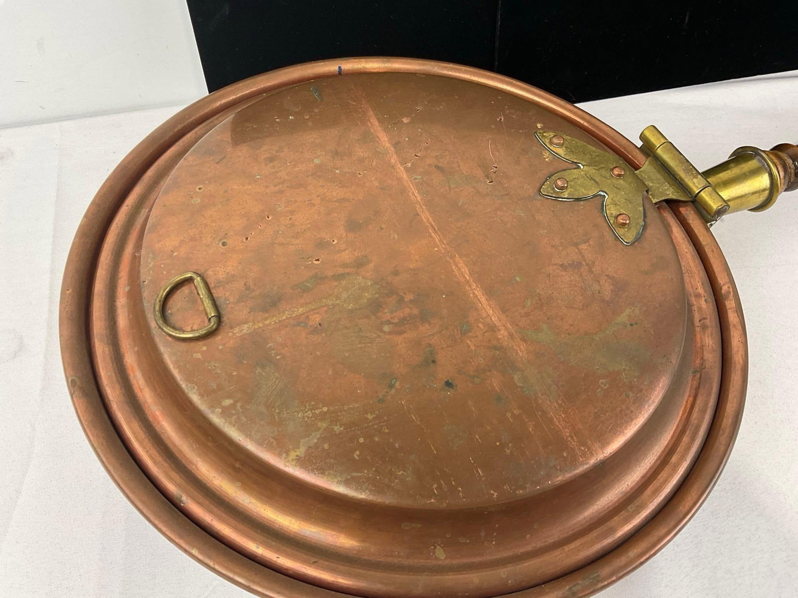 Vintage Copper Bed Warmer w/long handle, 43h x 13w x 6d inches - 2
