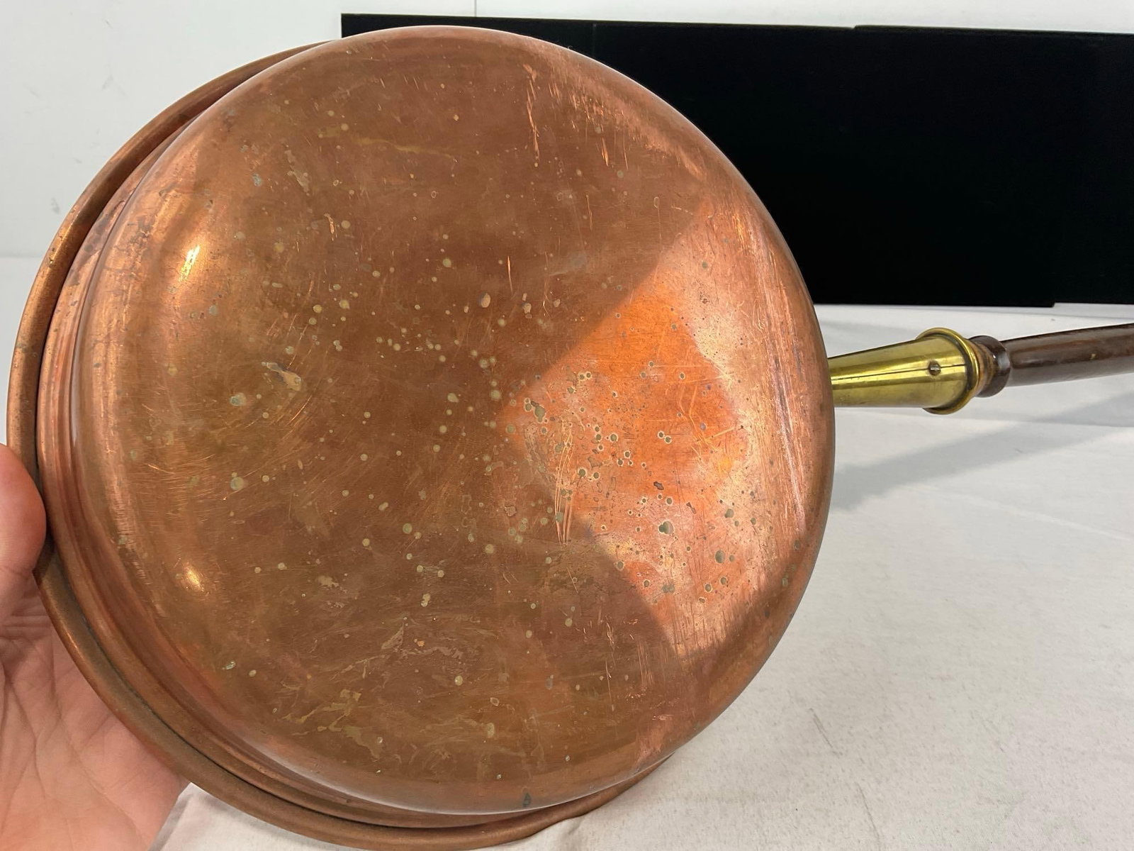 Vintage Copper Bed Warmer w/long handle, 43h x 13w x 6d inches - 5