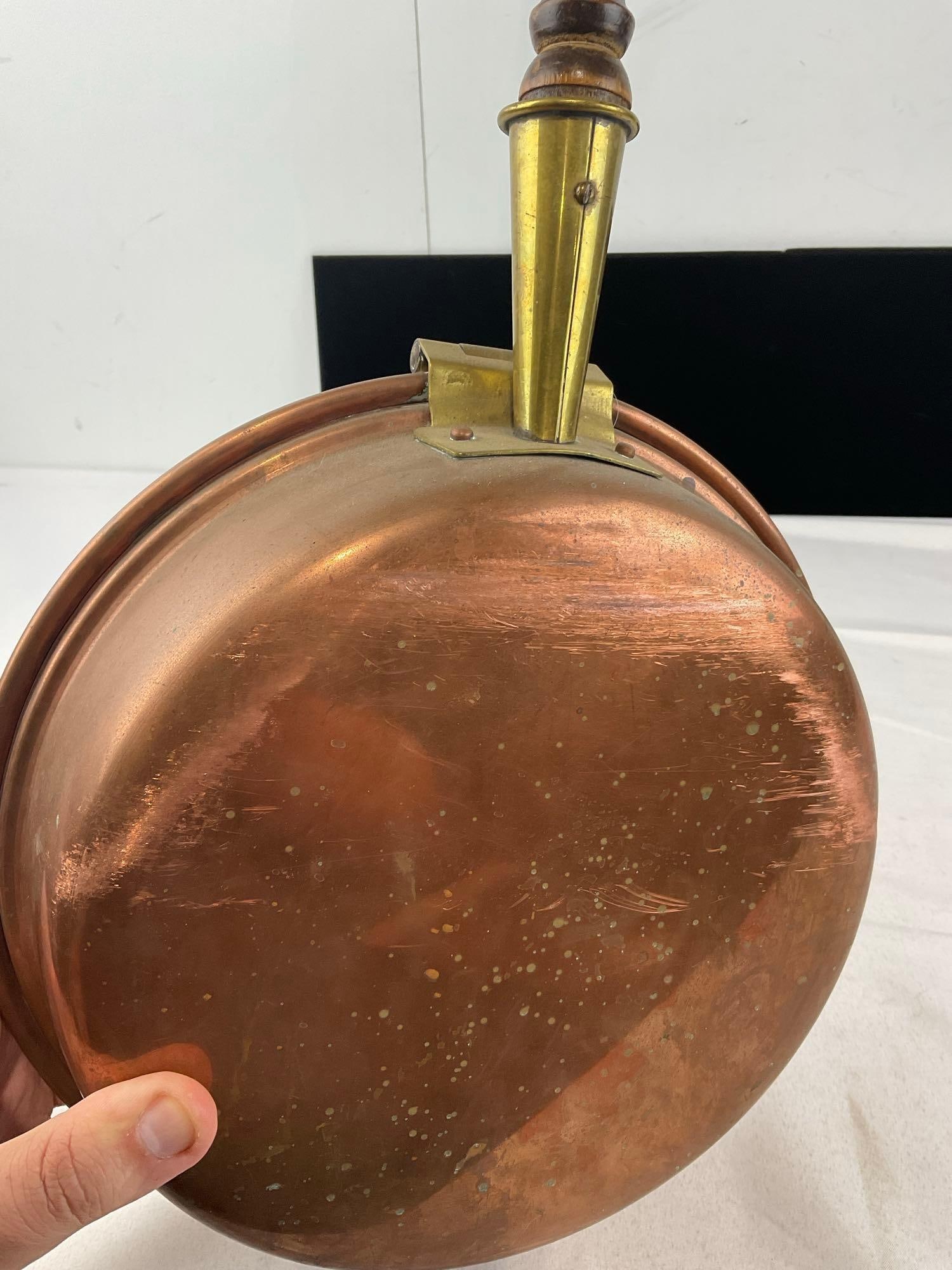 Vintage Copper Bed Warmer w/long handle, 43h x 13w x 6d inches - 6