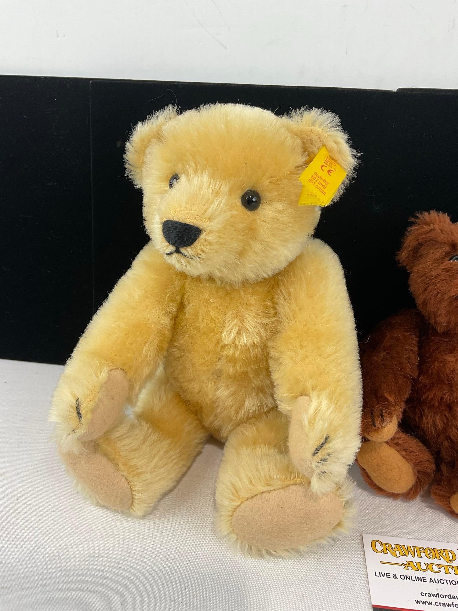 Pair of Vintage Steiff Bear Figures, Poseable Limbs, Blonde & Brown Mohair - 2