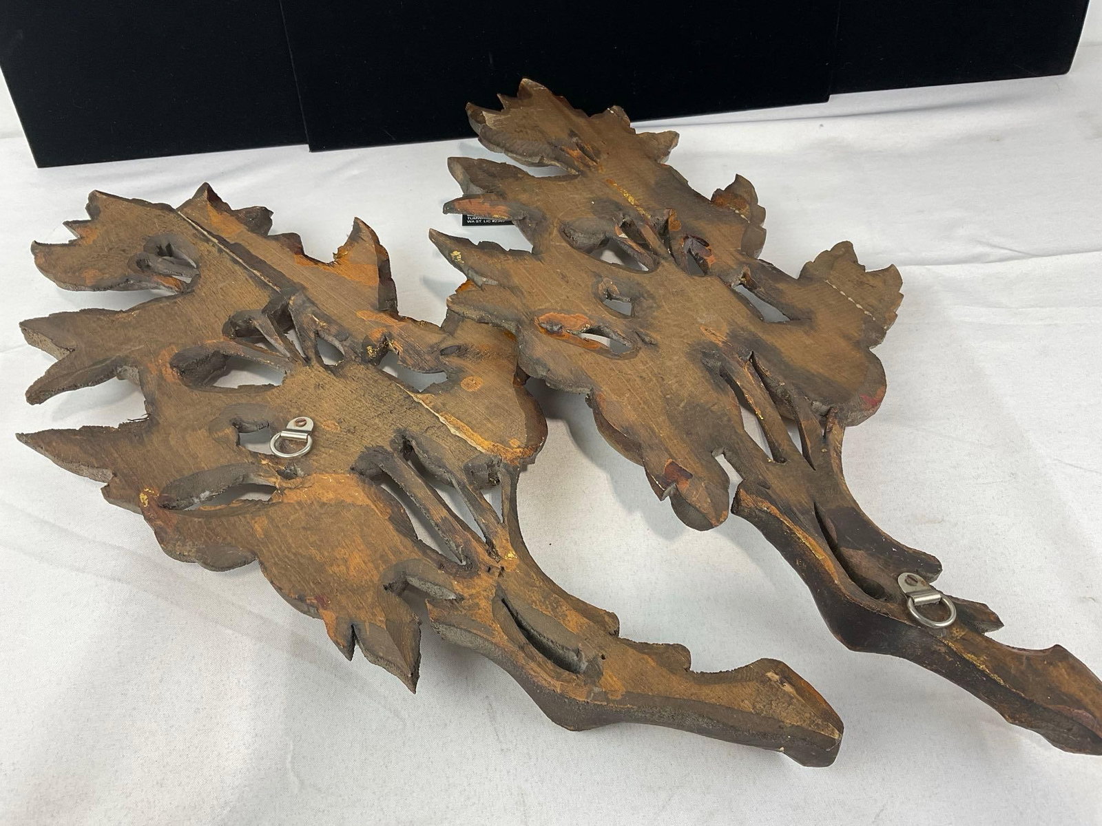 Pair of Vintage Handcarved Giltwood Fruit Wall Hangings, 20x11 inches - 2