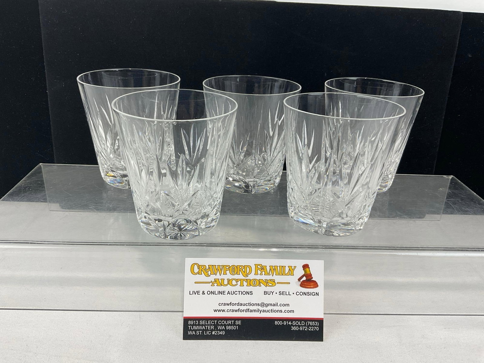 5x Stuart England Whiskey/Old Fashioned Glasses, Glengarry pattern, approx 4 inch tall: Some imperfections/bubbles in the piece. See pics for condition. Measures approx 9h x 4w x 4d inches. E-6620