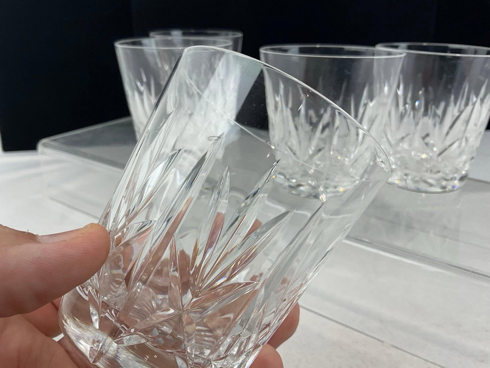 5x Stuart England Whiskey/Old Fashioned Glasses, Glengarry pattern, approx 4 inch tall - 3