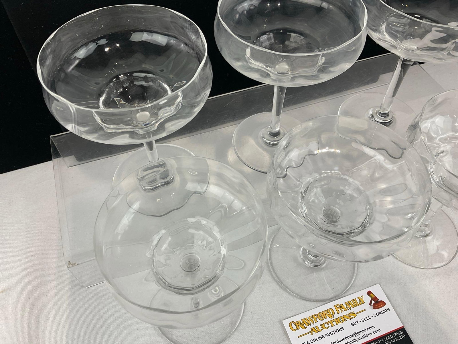 Set of 6 Baccarat Capri Optic Pattern Crystal Champagne Coupe Glasses, 5 inch tall - 2
