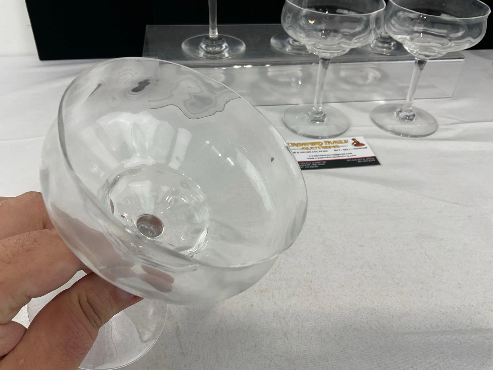 Set of 6 Baccarat Capri Optic Pattern Crystal Champagne Coupe Glasses, 5 inch tall - 3