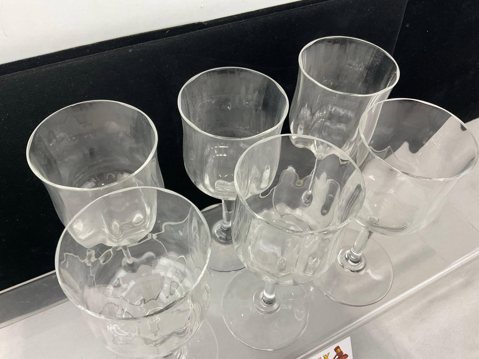 Set of 6 Baccarat Capri Optic Pattern Crystal White Wine Glasses, 5.5 inch tall - 2