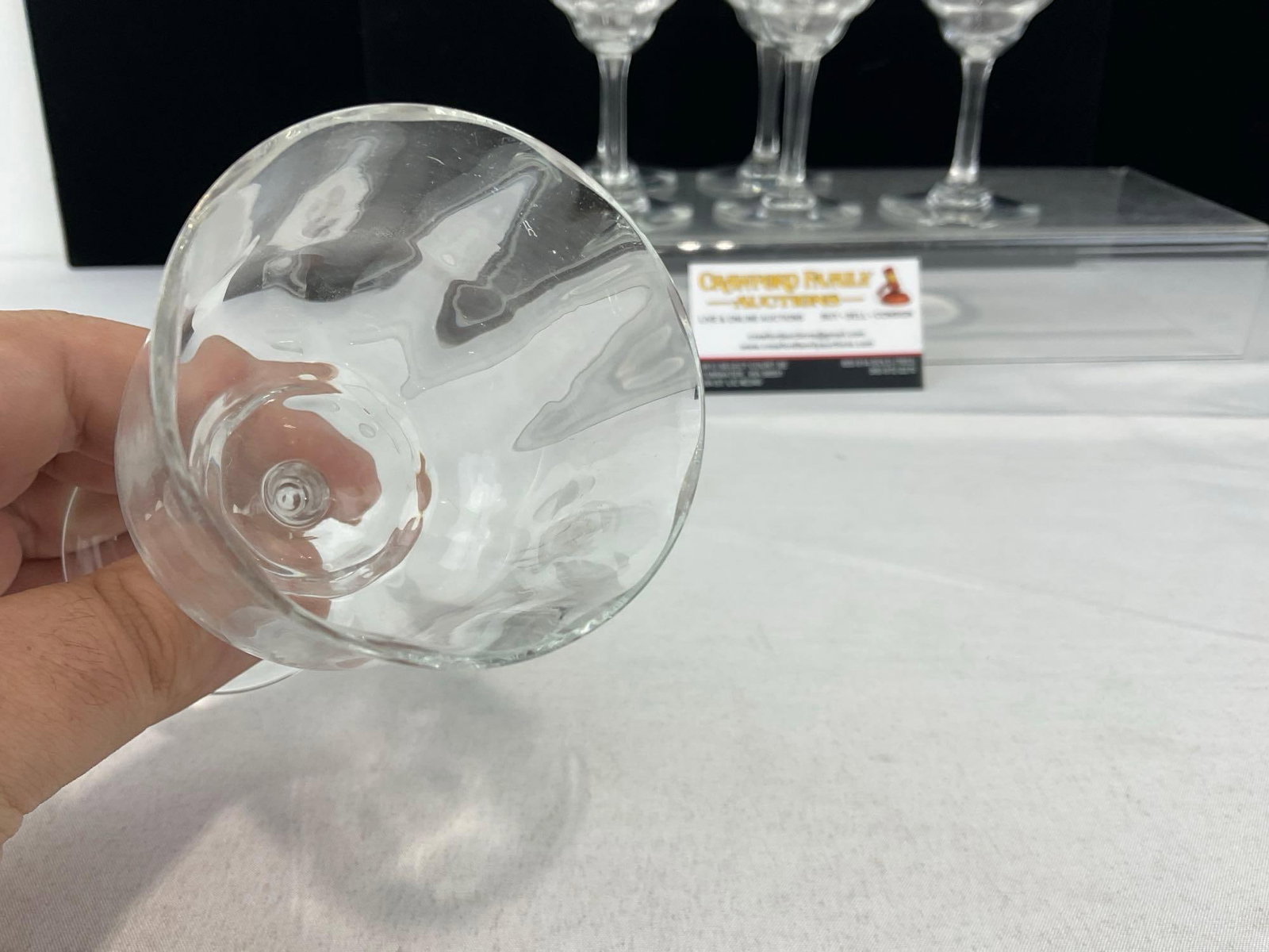 Set of 6 Baccarat Capri Optic Pattern Crystal White Wine Glasses, 5.5 inch tall - 4