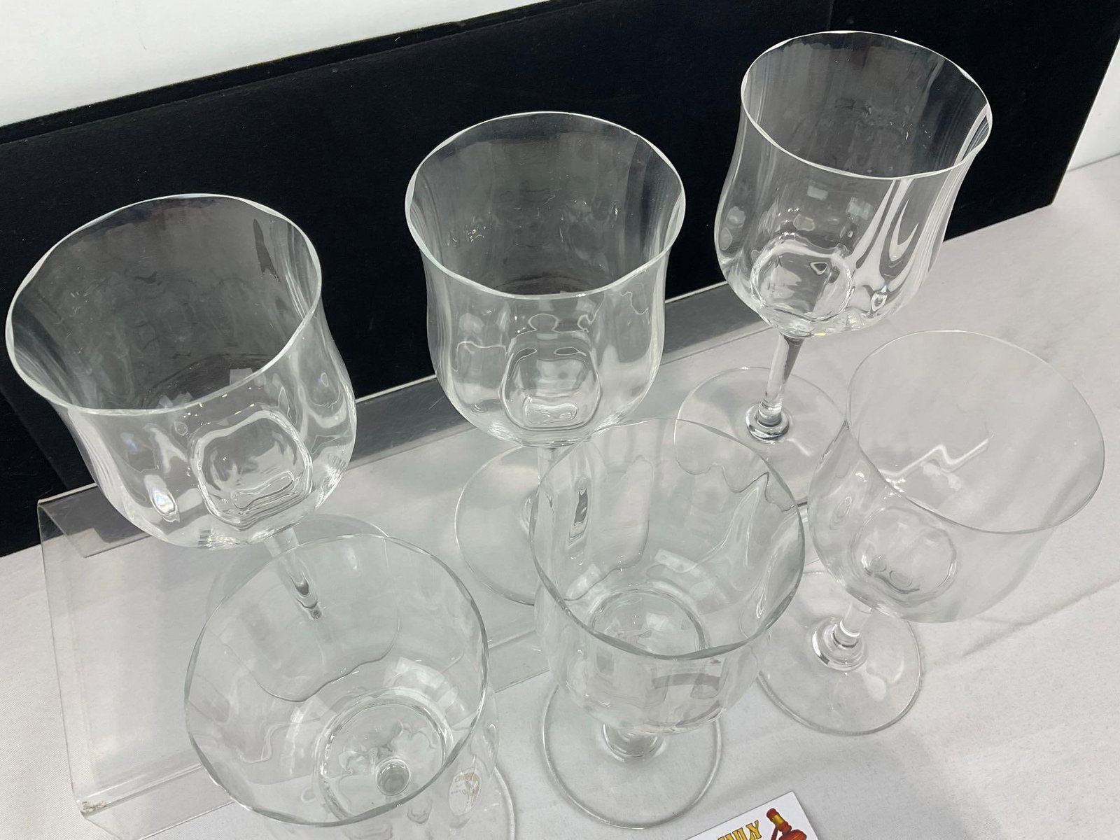 Set of 6 Baccarat Capri Optic Pattern Crystal Red Wine Glasses, 7 inch tall - 2
