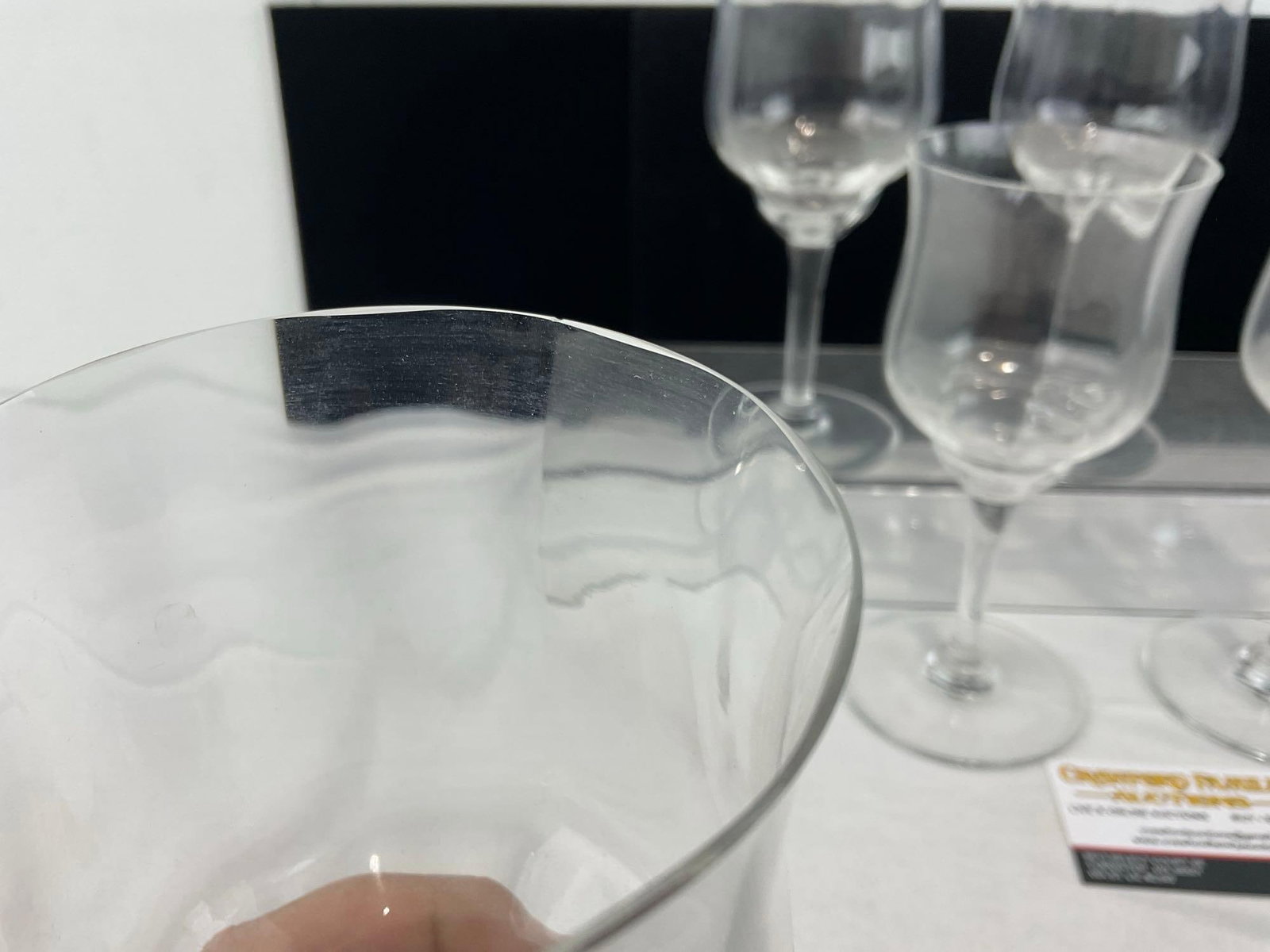 Set of 5 Baccarat Capri Optic Pattern Crystal Water/Large Wine Goblet, 7.5 inch tall - 3