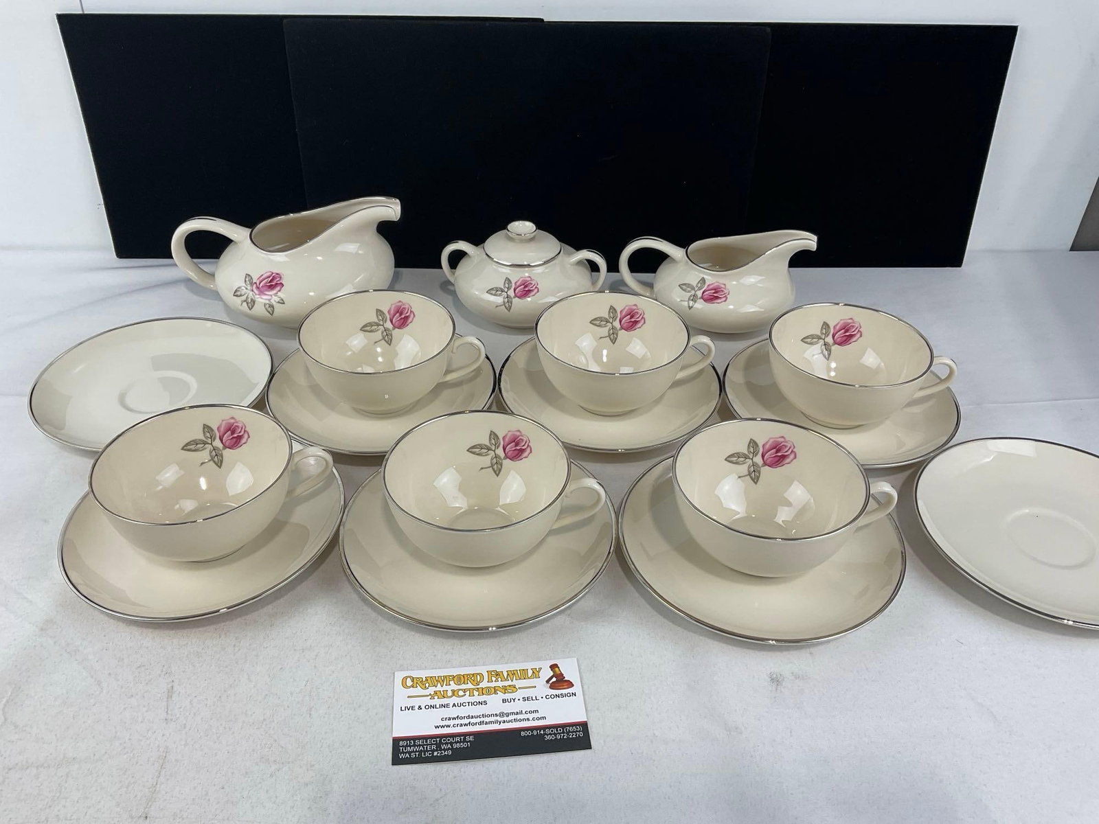 Franciscan Masterpiece China Encanto Rose, 6 cups, 8 saucers, creamer & sugar, gravy boat, 17 pie... (1 of 5)