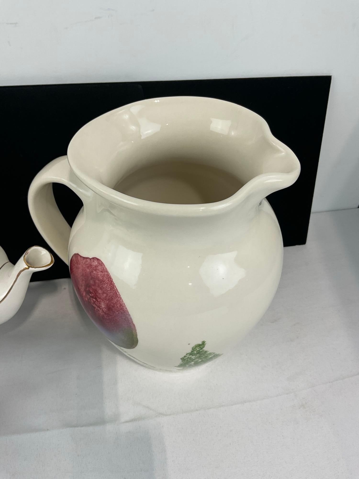 Staffordshire China, Arthur Wood & Son Teapot, Bowl Pagoda pattern & 1985 Hartstone Pitcher - 3