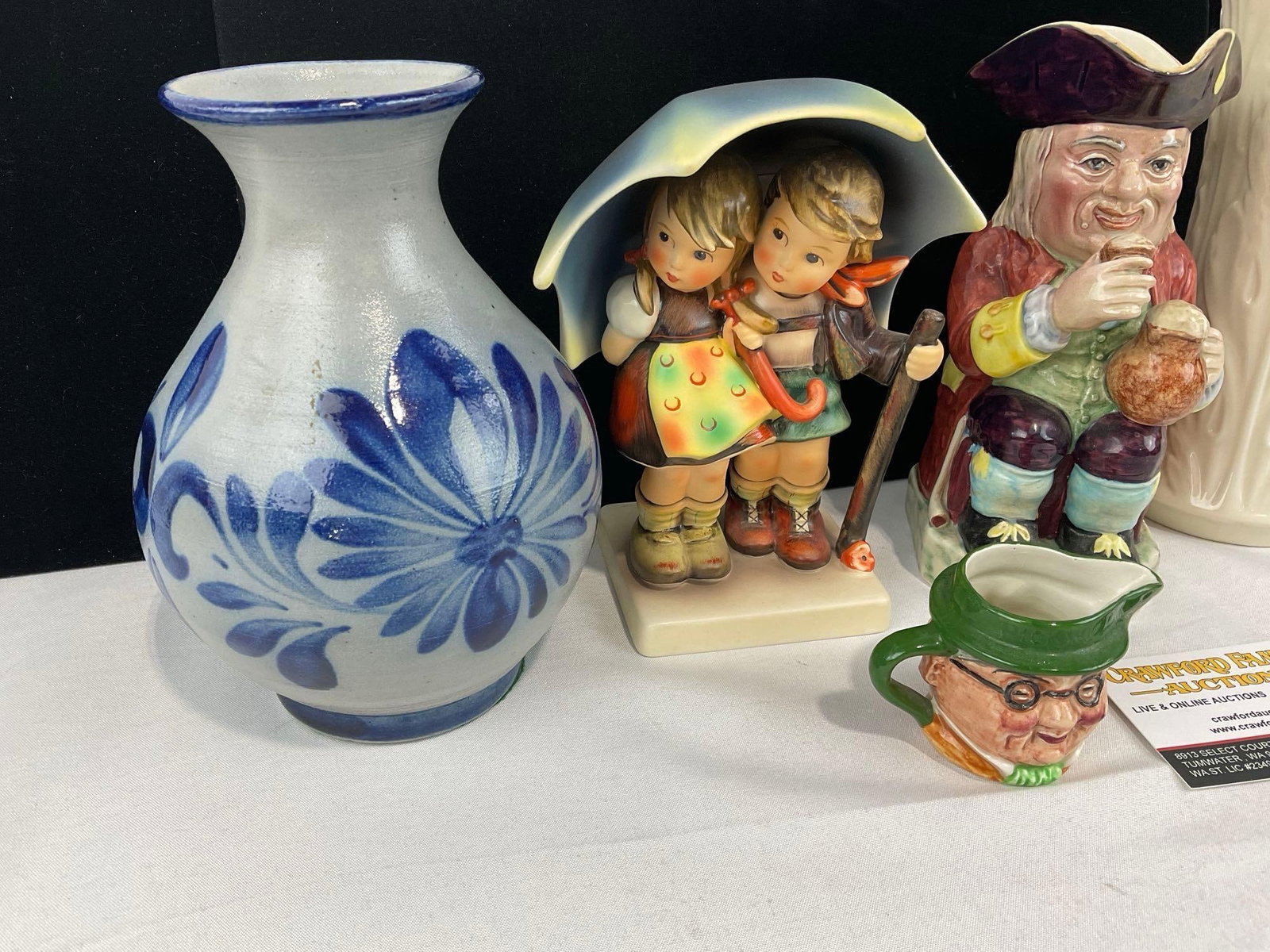 Salt Glazed Vase, Goebel Hummel Figure #71, Toby Philpott Mug & tiny Toby creamer, Lenox Vase - 3