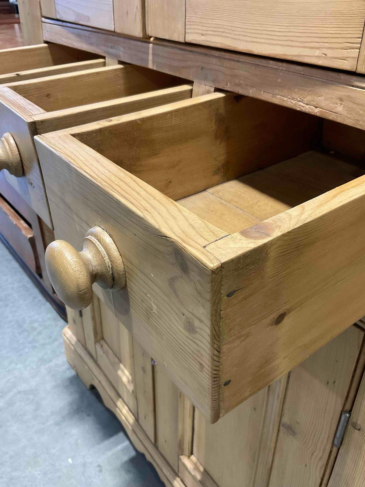 Vintage Rustic Pine Wood Country-Style Armoire Cabinet w/ 3 Drawers & 2 Cupboards. See pics. - 7