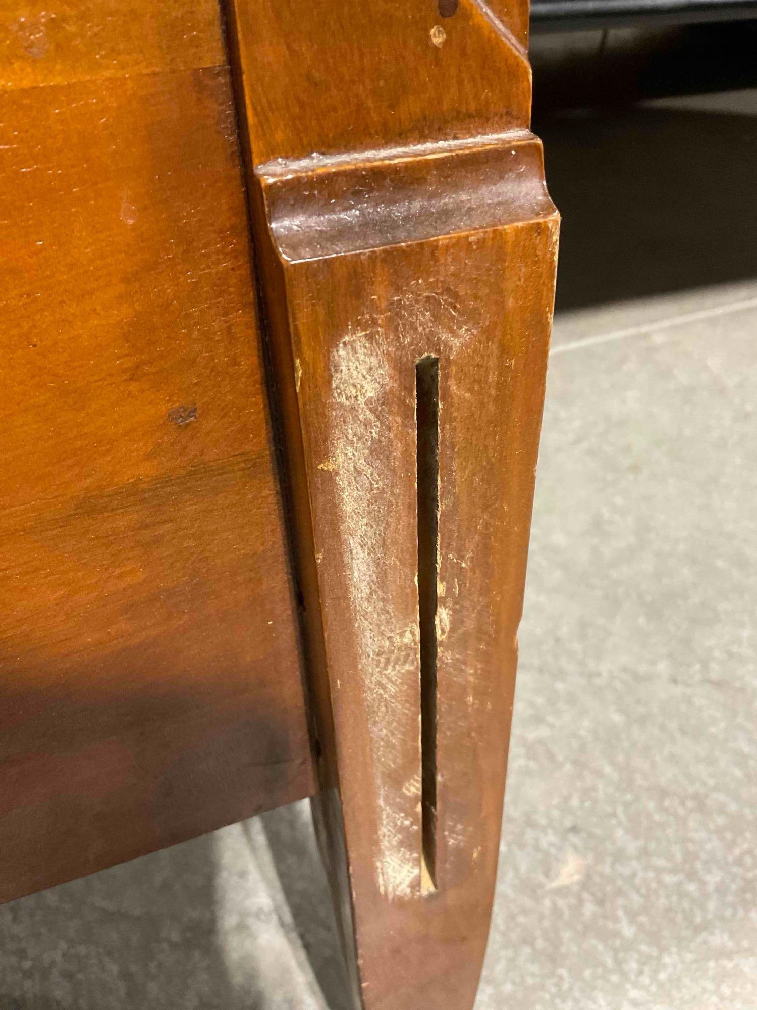 Antique Sligh Art Deco Walnut Twin Bed Frame w/ Inlaid Burl Wood Sunburst Pattern. See pics. - 6