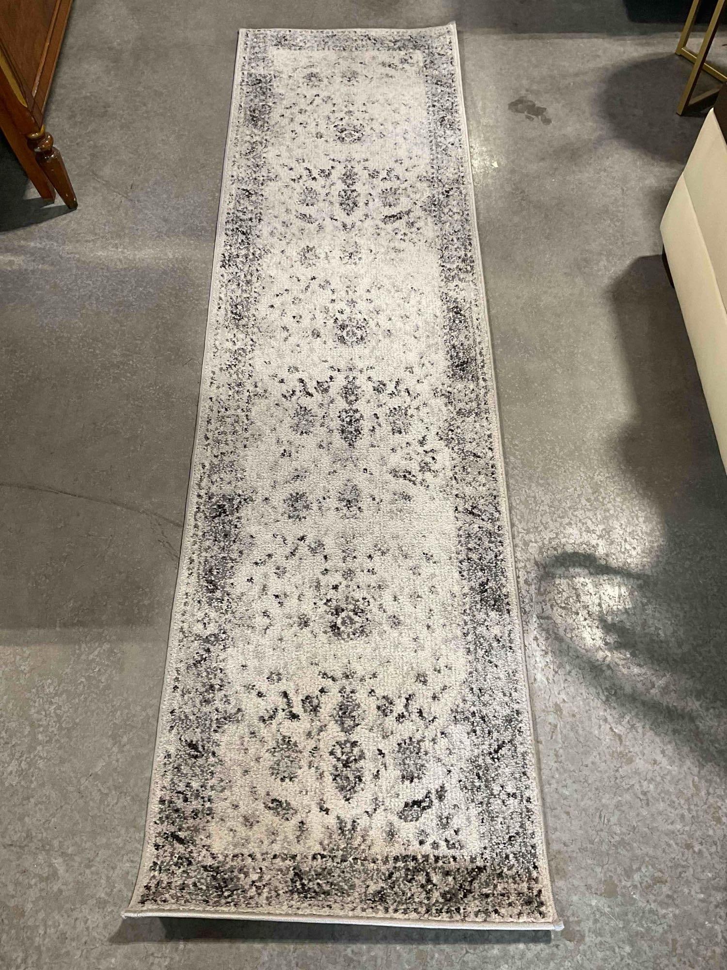 2 pcs Home Decorators Old Treasures Gray & Cream Acrylic Pile Runner Rug. 24" x 84" See pics. - 3