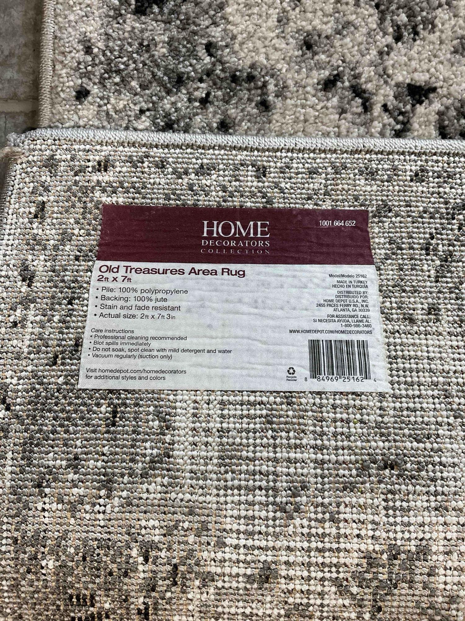 2 pcs Home Decorators Old Treasures Gray & Cream Acrylic Pile Runner Rug. 24" x 84" See pics. - 7