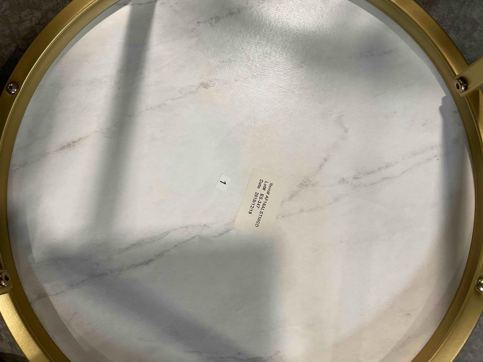 Pair of Modern Side Tables w/ Faux White Marble Tops & Brass Toned Legs. See pics. - 6