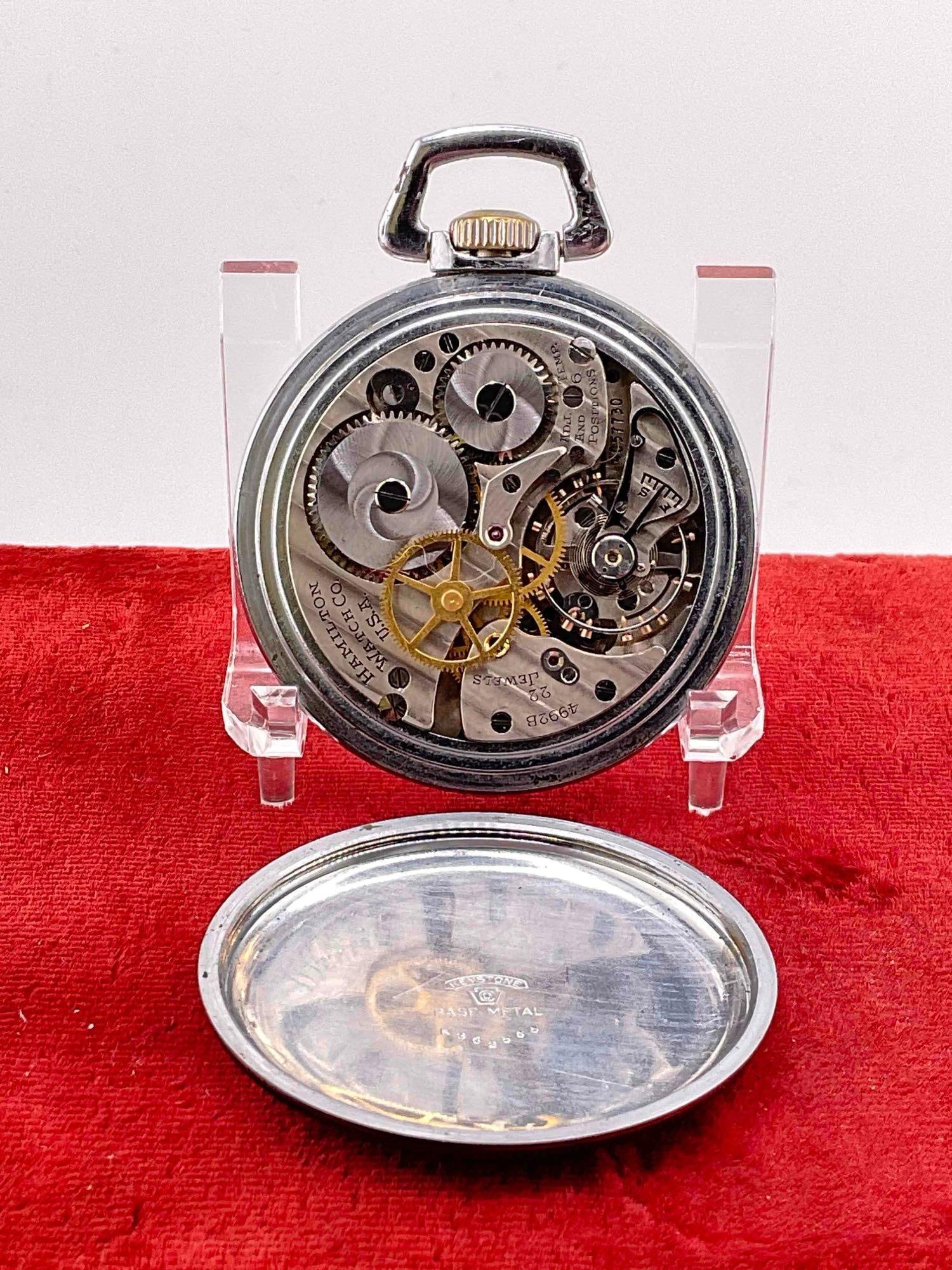 WWII 1942 Army Navy Hamilton Military Master navigation Pocket watch SZ 16, 22 Jewel # 4992B - 3