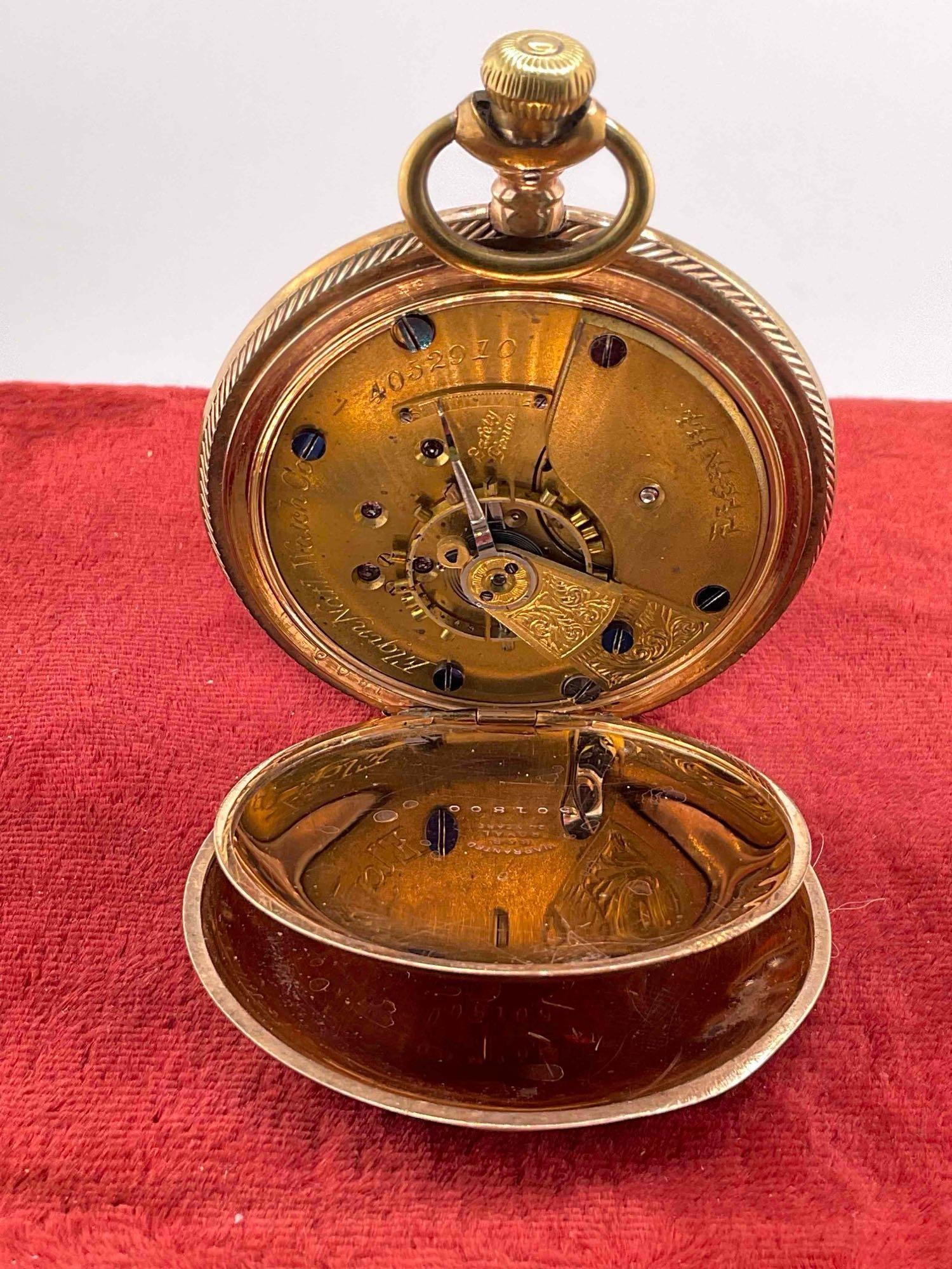 Antique 1891 Elgin Pocket watch Gold filled case SZ 18s, 11 Jewels Grade 10 # 4052910 - 5