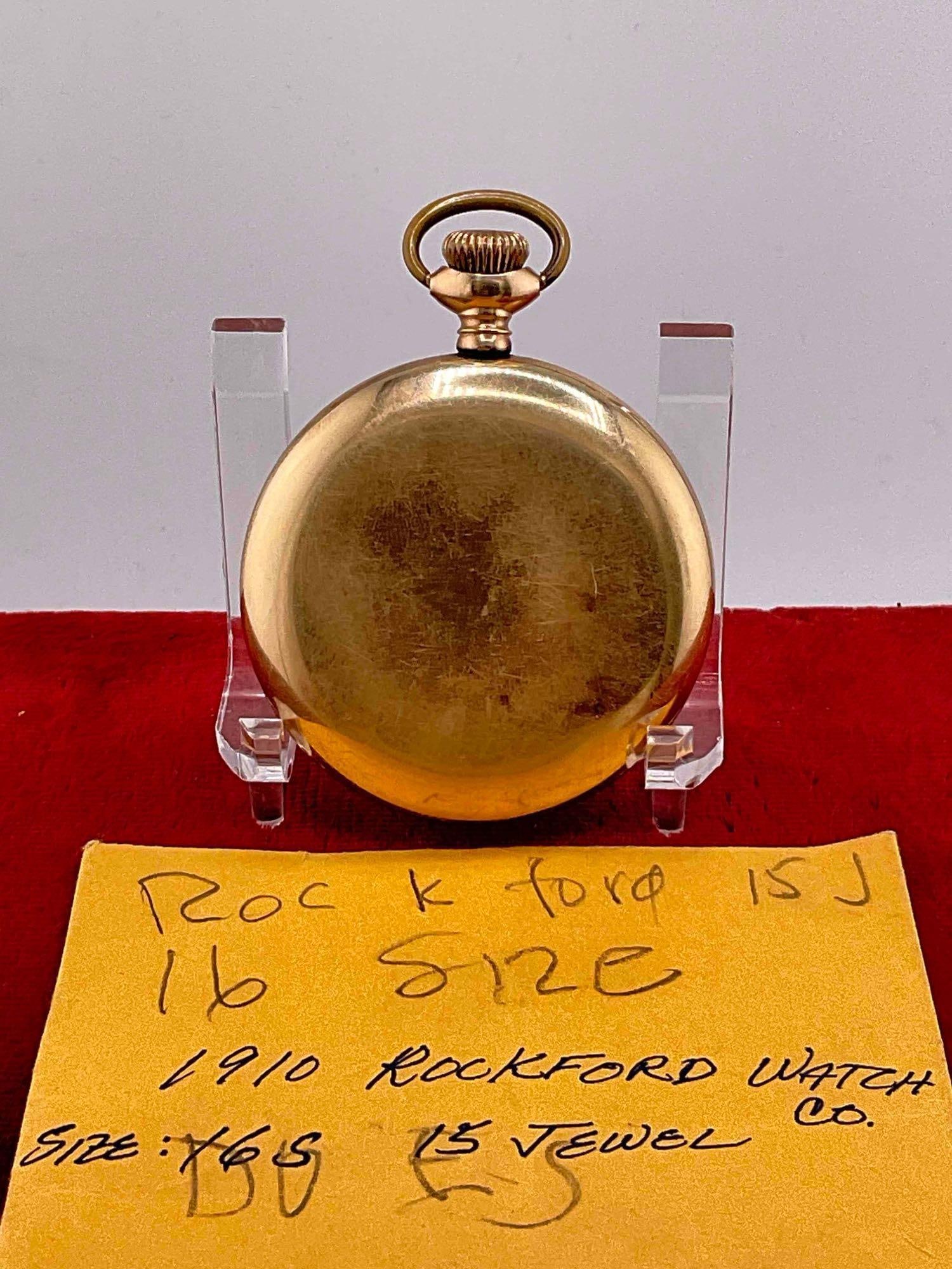 Handsome Antique 1910 Rockford Pocket Watch Sz 16s, 15 Jewels GF Case Grade 585 #891176 - 2