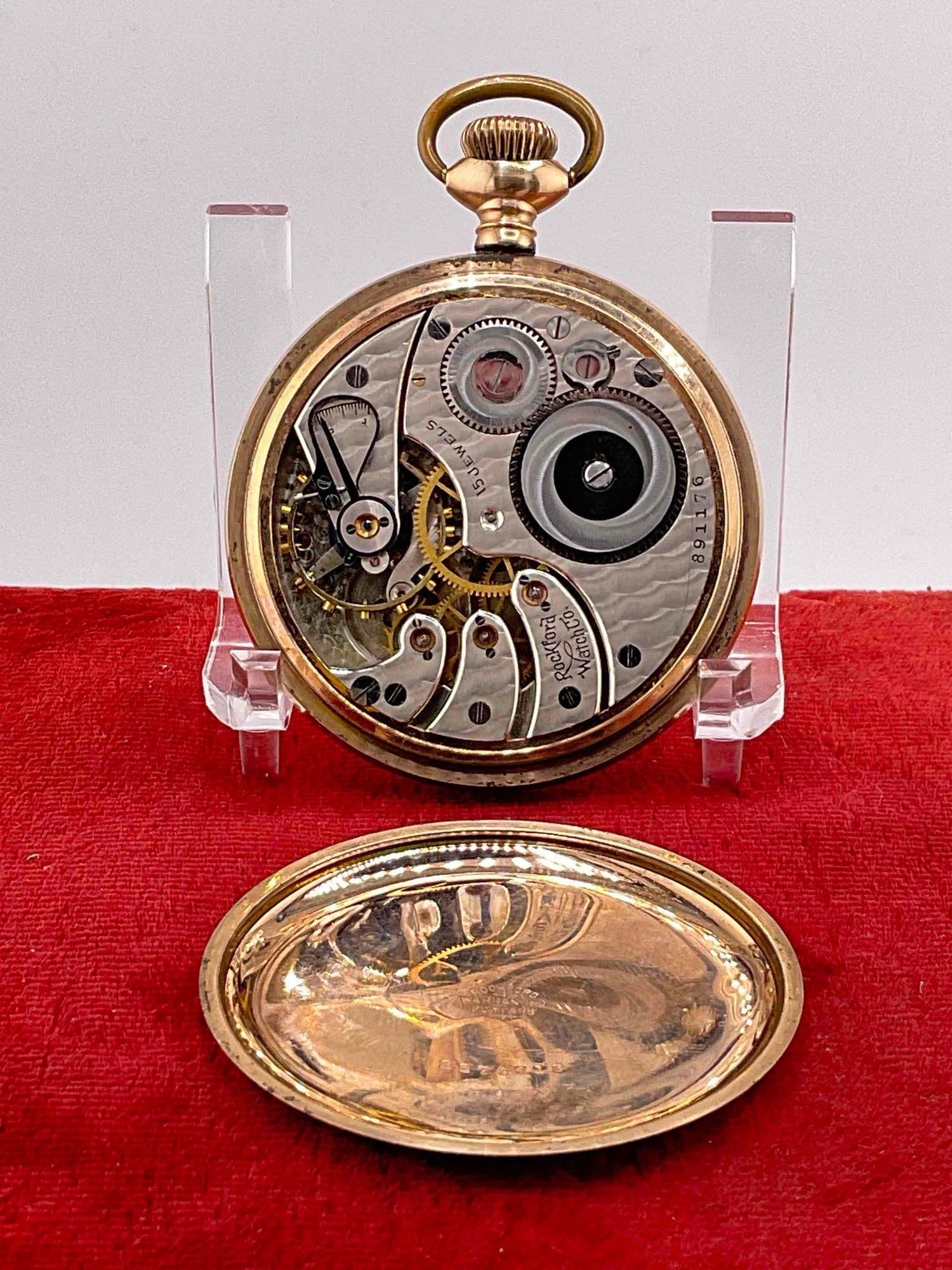 Handsome Antique 1910 Rockford Pocket Watch Sz 16s, 15 Jewels GF Case Grade 585 #891176 - 3