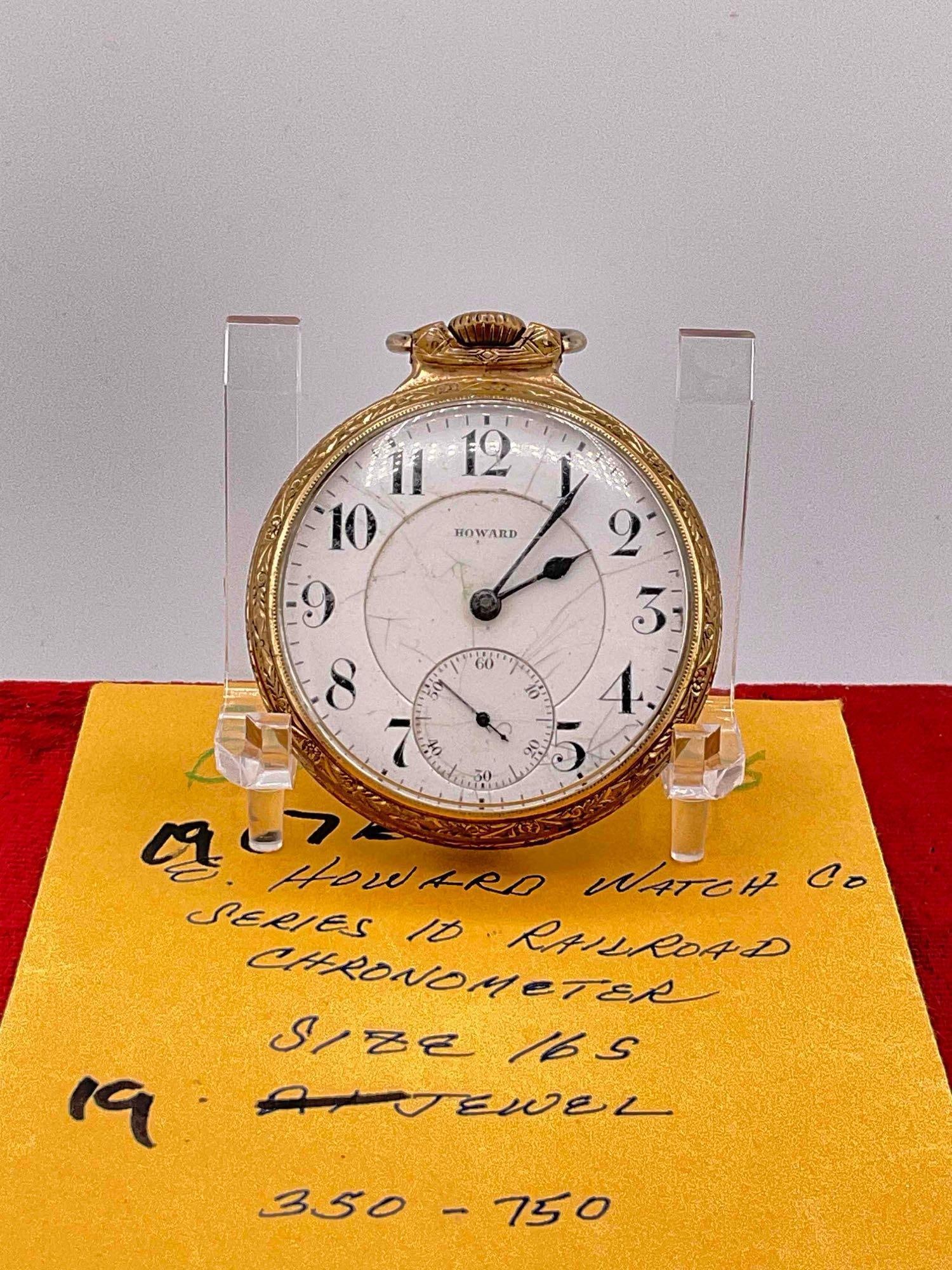 Antique 1907 E Howard ( keystone) Model 15 Pocket watch Sz 16s, 19 jewel Grade 5 # 979688: c-6600 Sold as is Needs Servicing GF case is marked scepter 0404900
