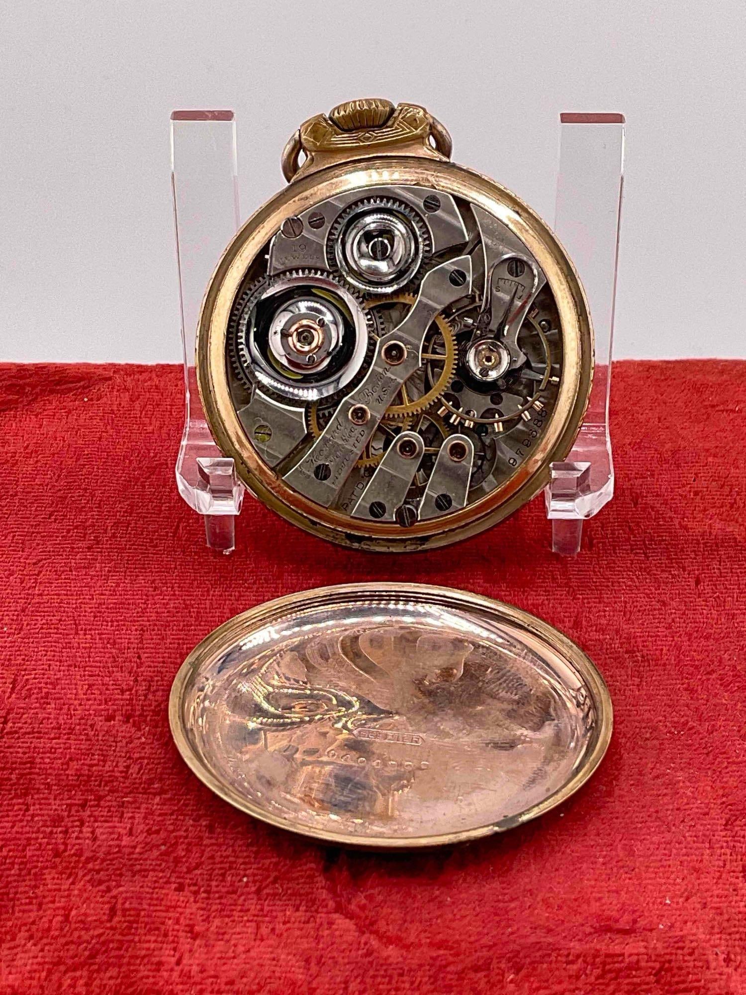 Antique 1907 E Howard ( keystone) Model 15 Pocket watch Sz 16s, 19 jewel Grade 5 # 979688 - 3