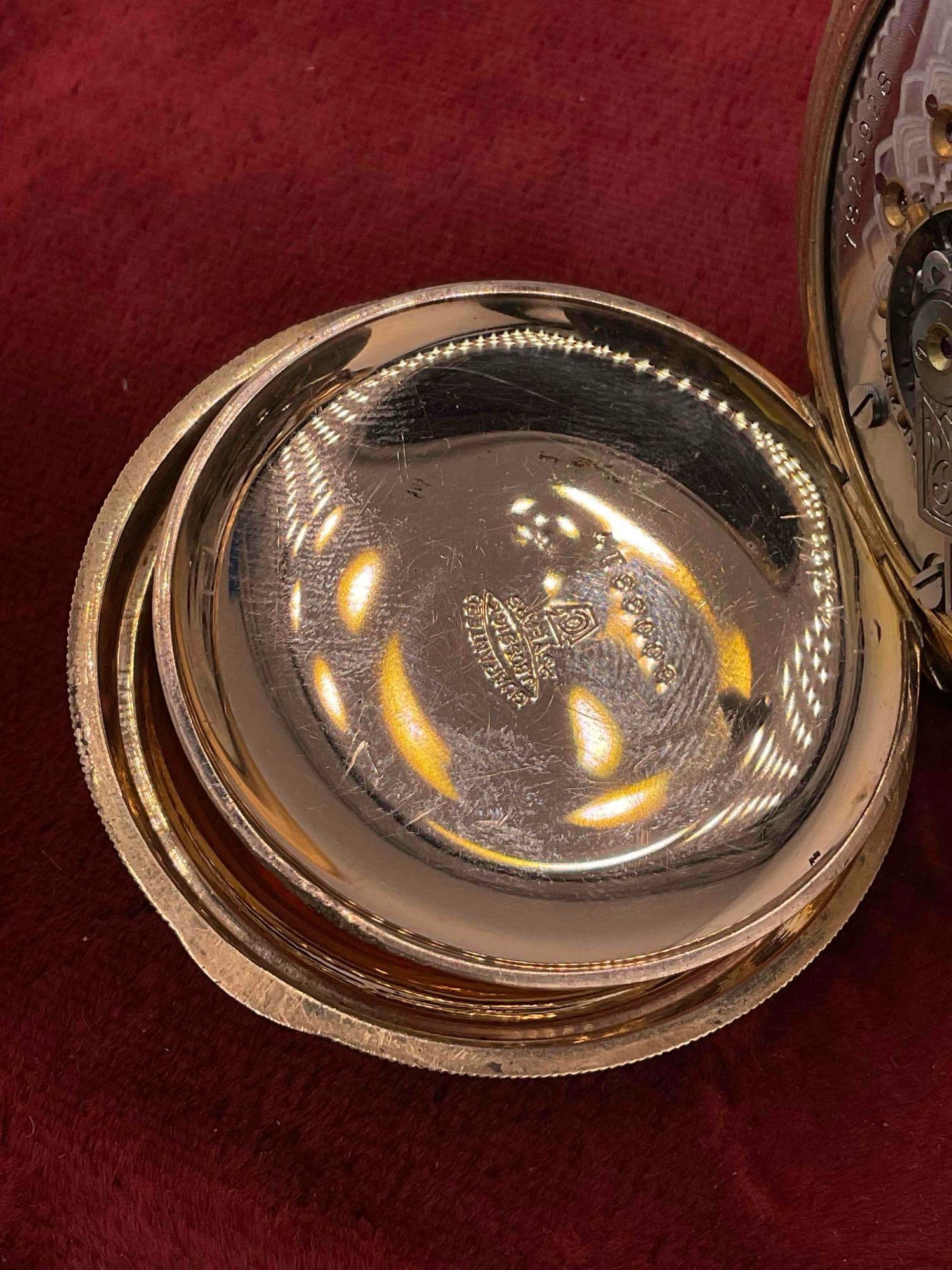 Antique Elgin Large Pocket watch watch sz 18s, 17J, Grade 144 w/ handsome 14K GF Hunter case - 6