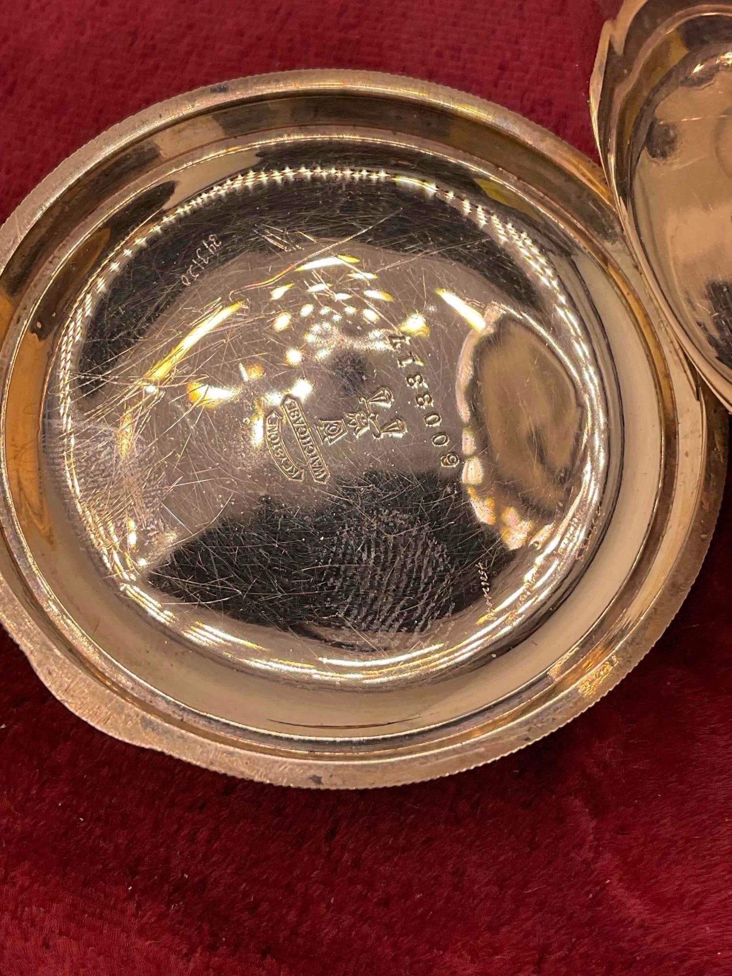 Antique Elgin Large Pocket watch watch sz 18s, 17J, Grade 144 w/ handsome 14K GF Hunter case - 7