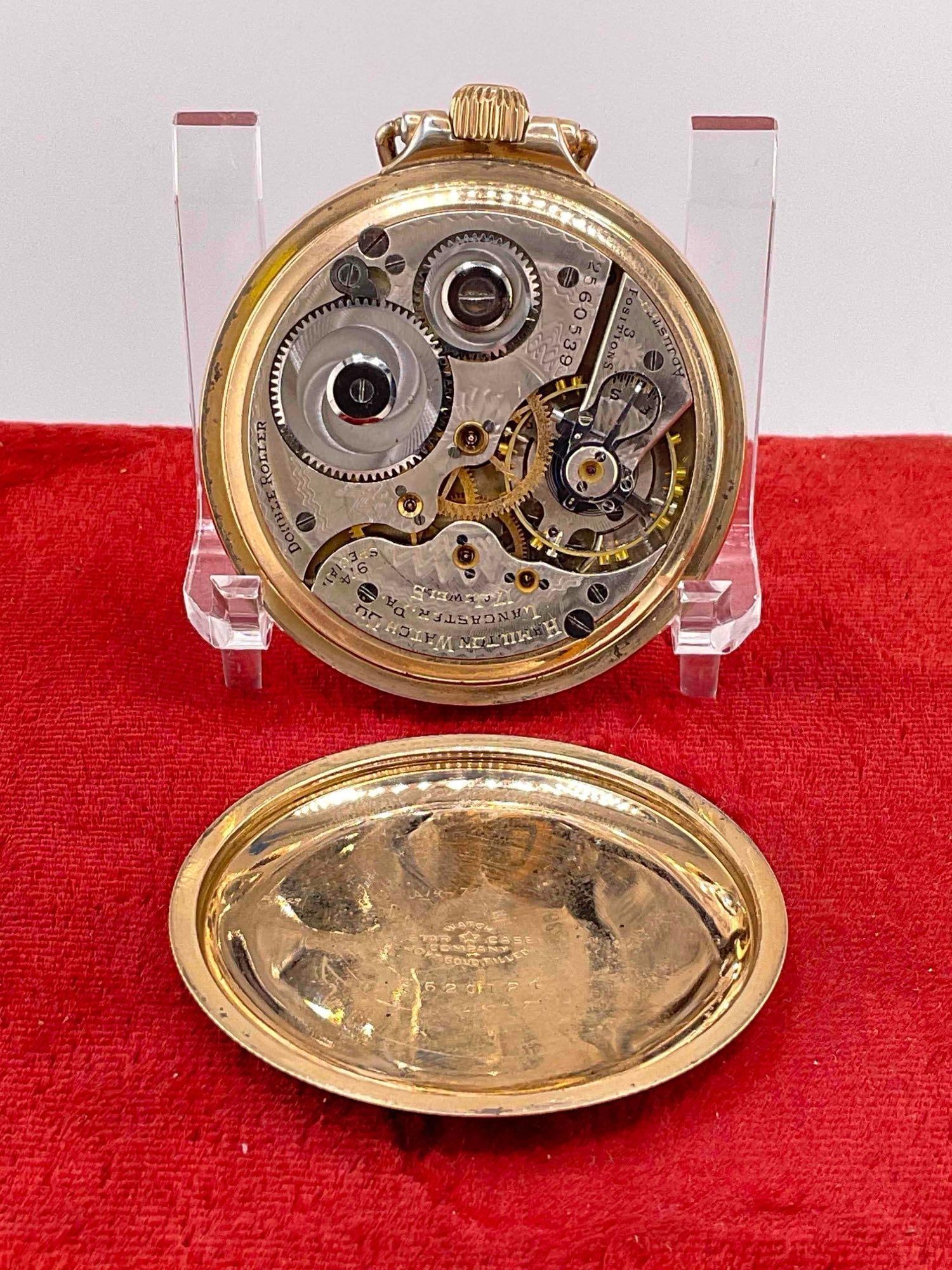 1933 Hamilton Pocket watch Grade 974 Special, Sz 16s, 17Jewel # 2560539 W/ 10K GF Case - 3