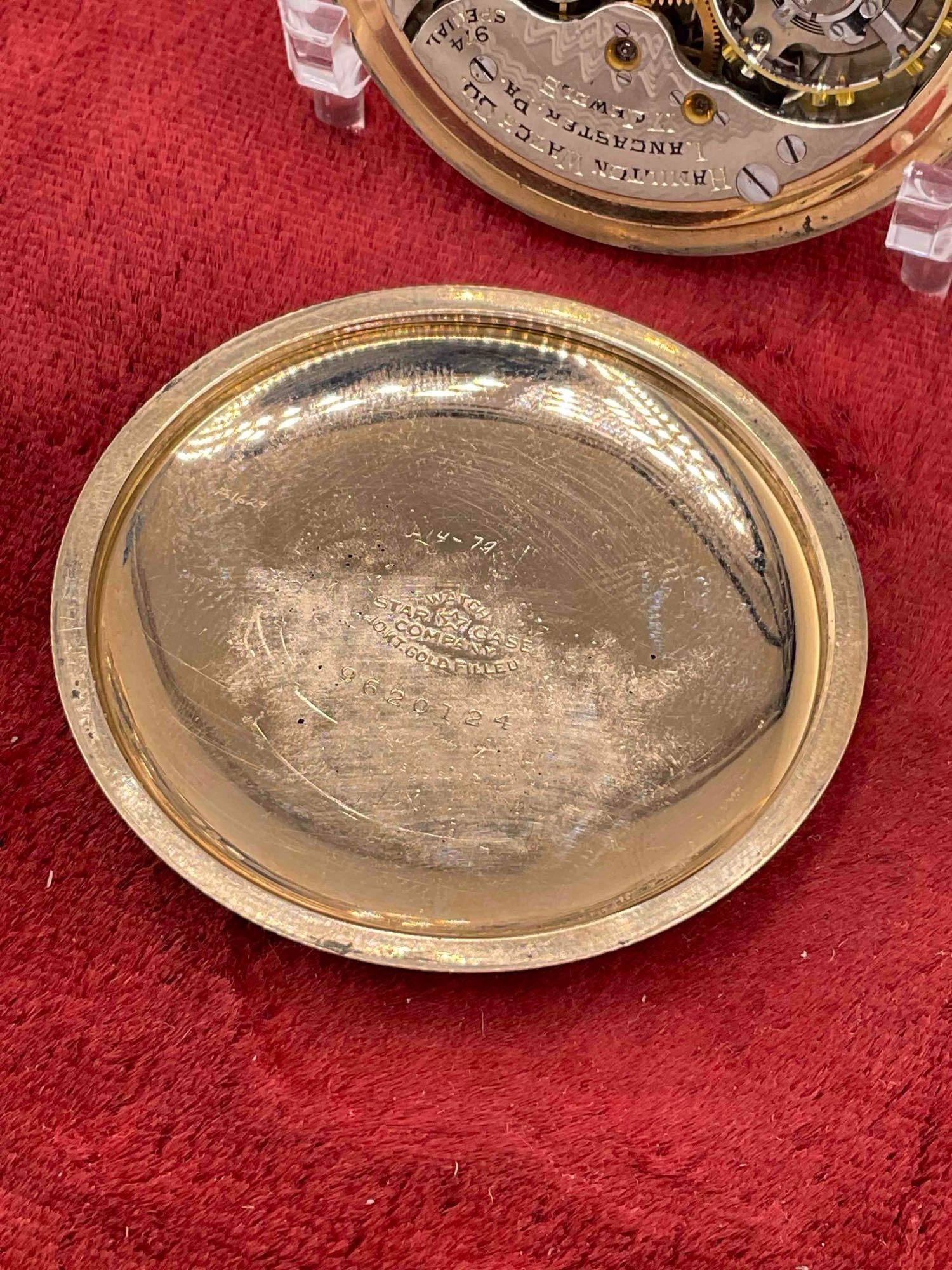 1933 Hamilton Pocket watch Grade 974 Special, Sz 16s, 17Jewel # 2560539 W/ 10K GF Case - 4