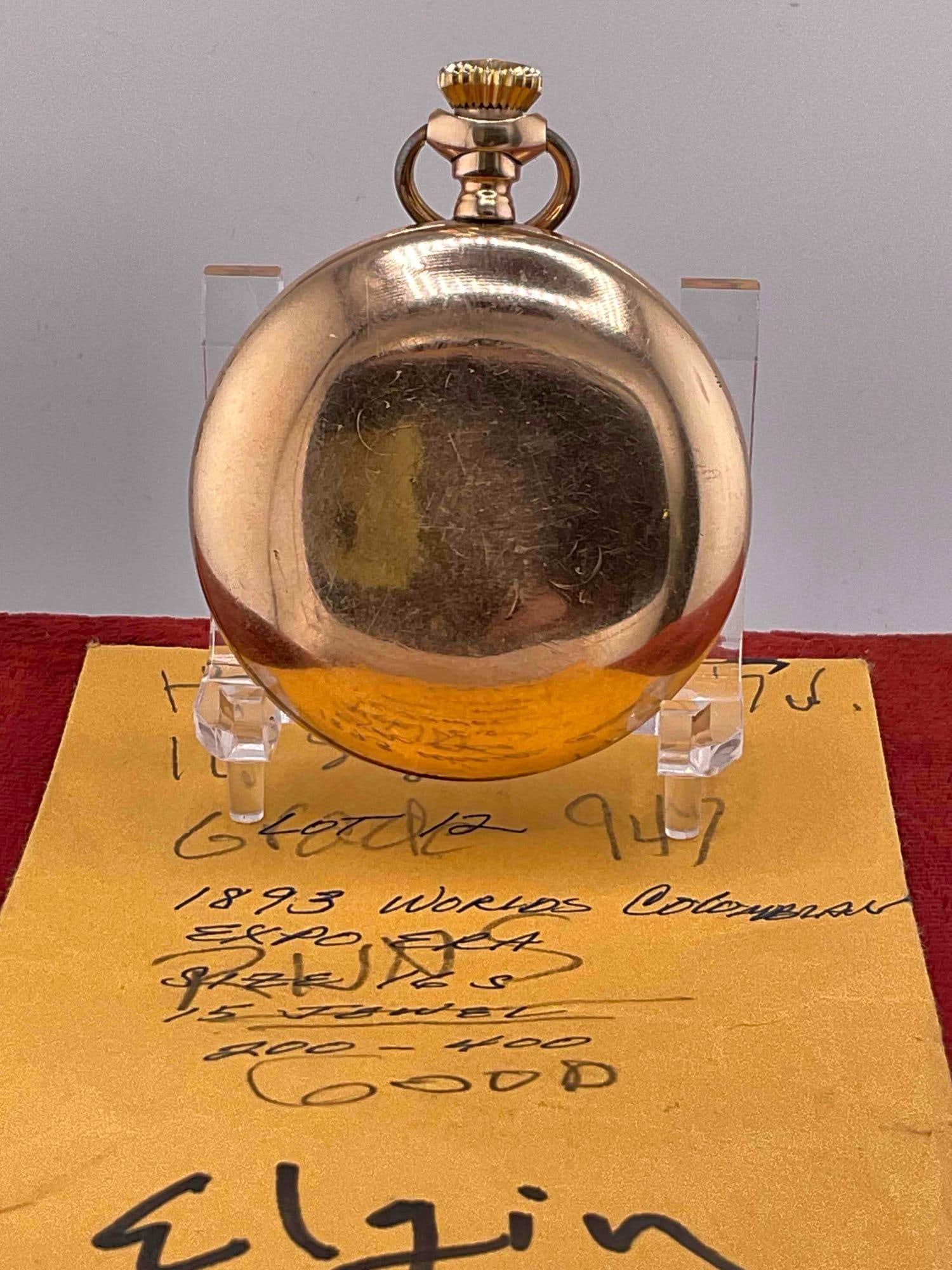 Antique 1893 model 5 Elgin Pocket watch Sz 18s, 15-17 Jewels GF case # 4687011 Running Condition - 2