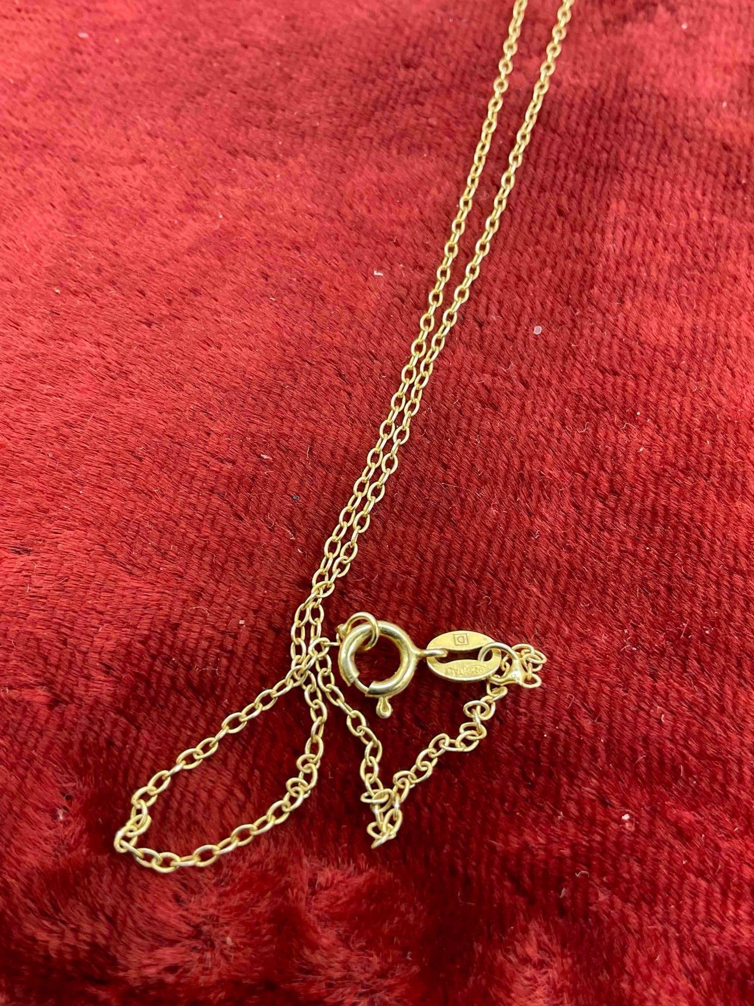 Stunning .925 Vermeil 18" neclace & Vermeil Heart pendant Surrounded W/ Approx 25 Briliant Diamonds - 3
