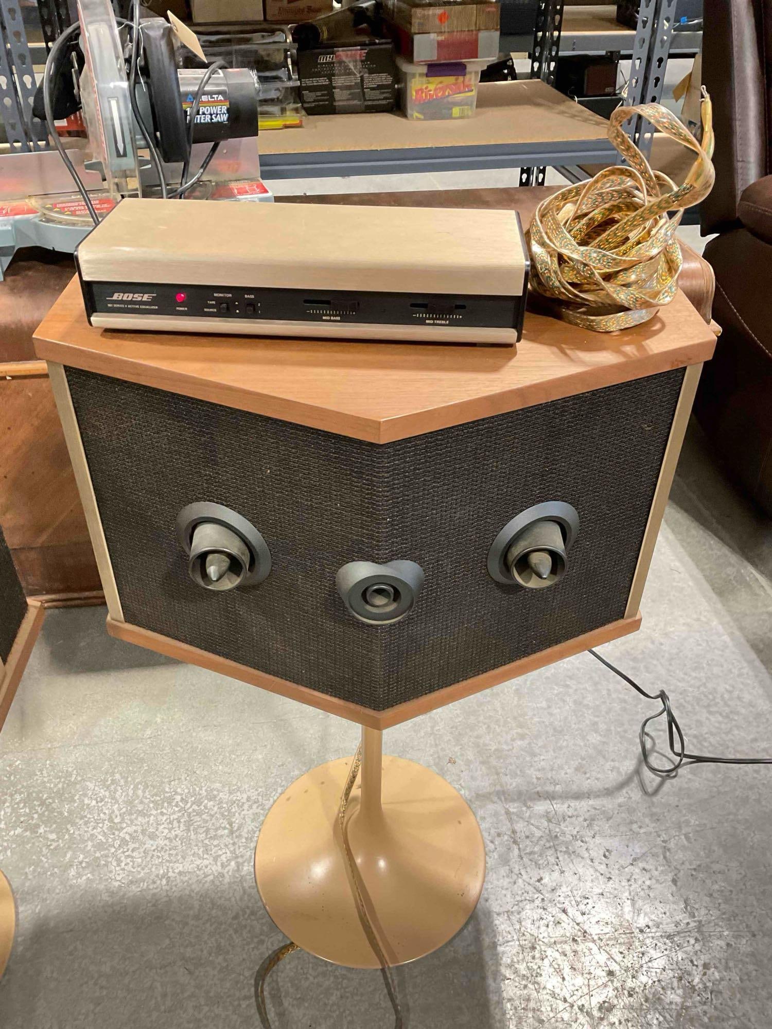 Pair of Vintage Bose 901 Series V Direct/Reflecting Loudspeaker System w/ active equalizer & stand - 4