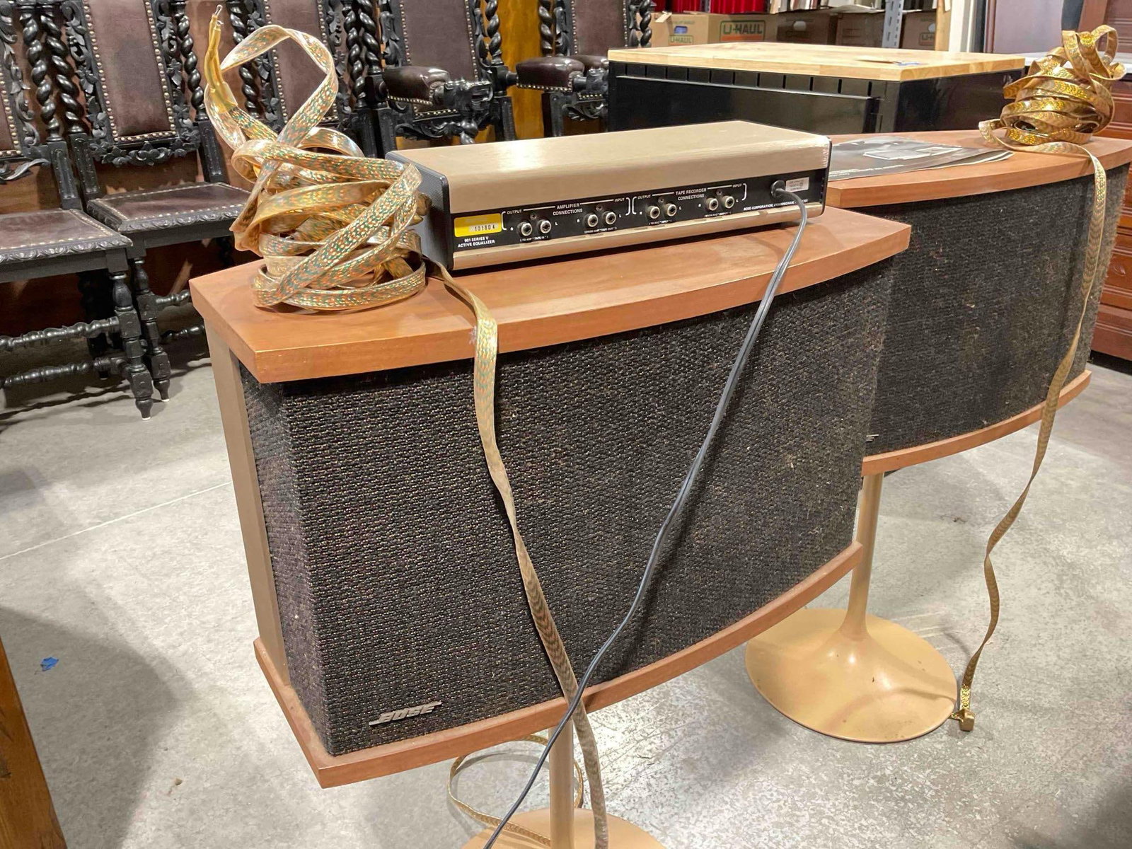 Pair of Vintage Bose 901 Series V Direct/Reflecting Loudspeaker System w/ active equalizer & stand - 7