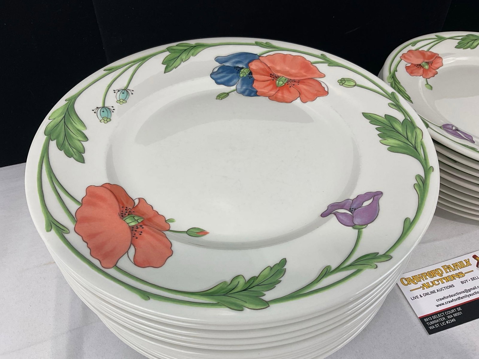 Villeroy & Boch China Amapola pattern, 12 Dinner & 12 Lunch Plates, Floral design - 2