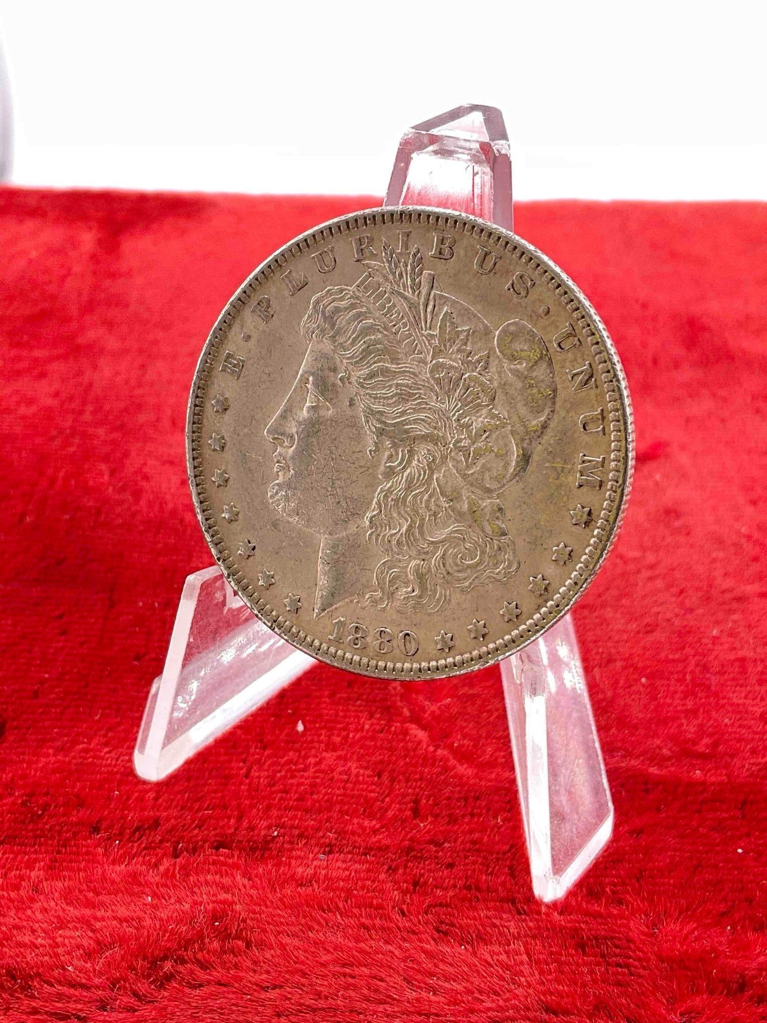 Antique 1880-O Silver Morgan Dollar Coin.: Antique 1880-O Silver Morgan Dollar Coin. DM-1554